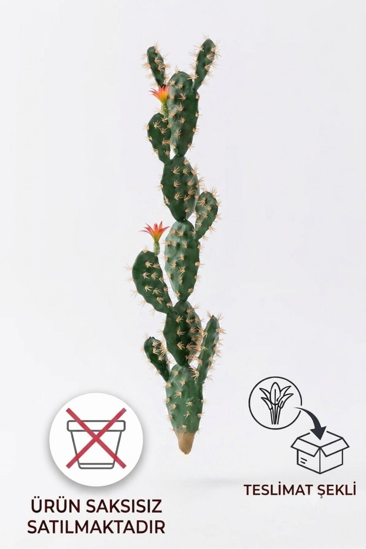 Yapay Çiçekli Kaktüs Ağacı 110 Cm Saksısız