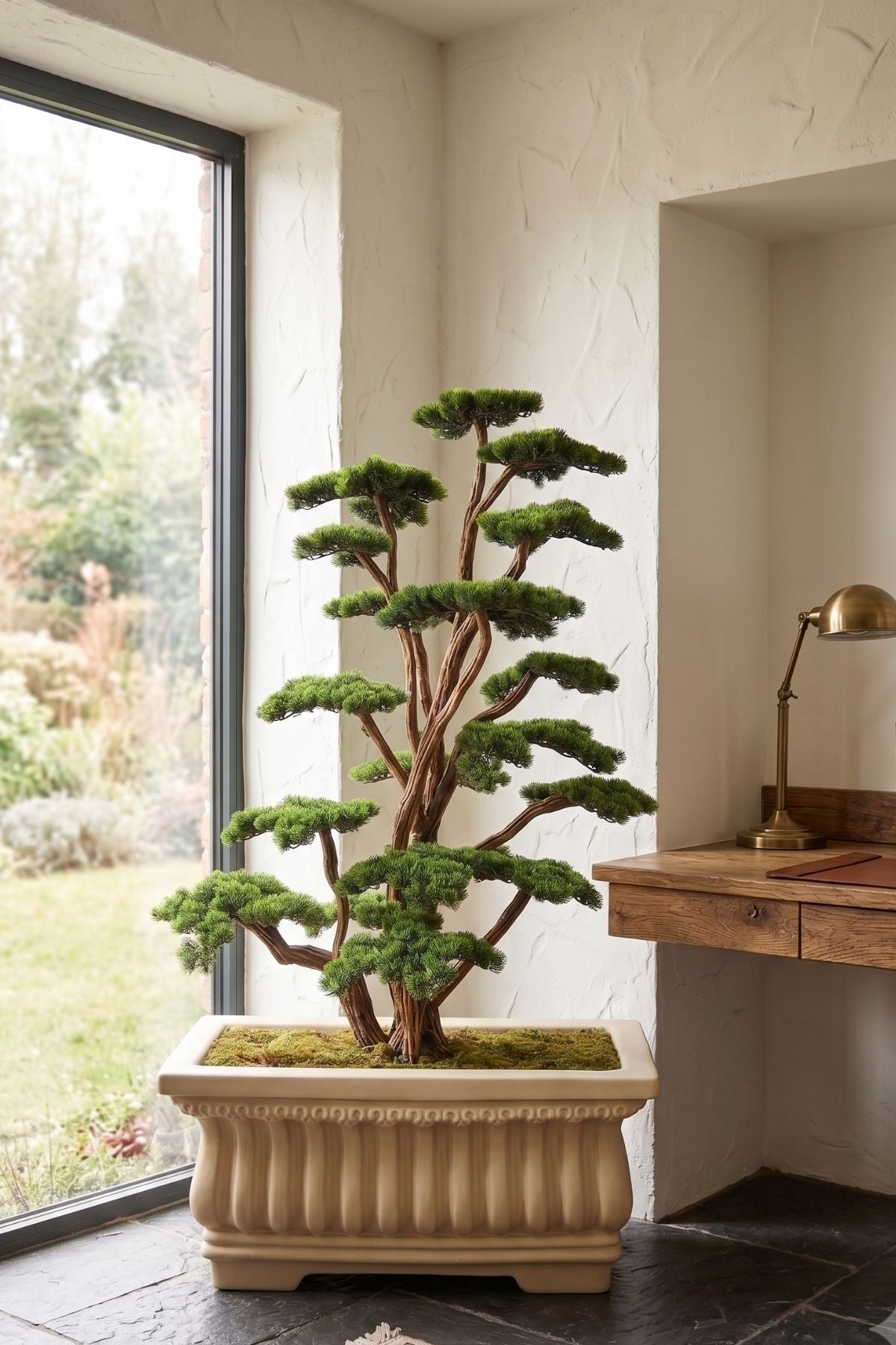 Yapay Lüx Bonsai Ağacı Fiber Saksı 200 cm 58 Dal