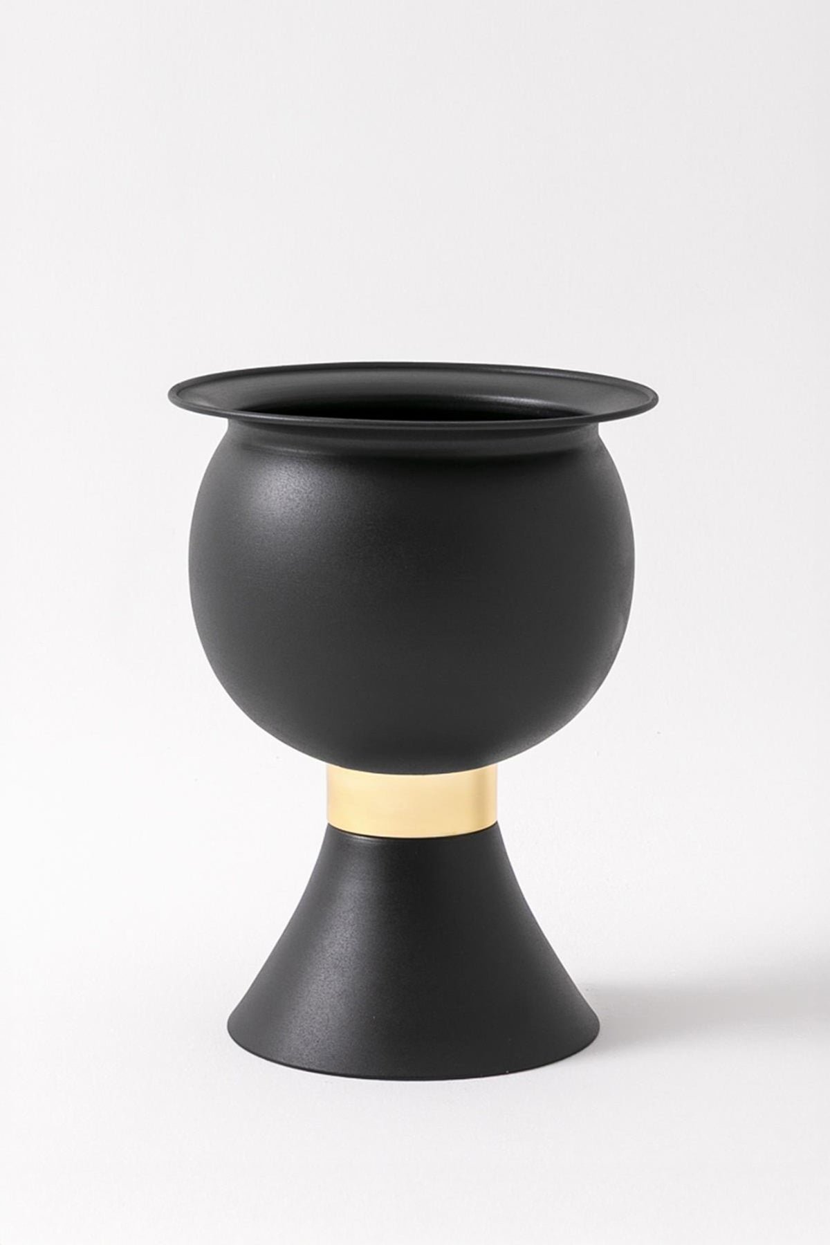 Metal Darbuka Saksı Siyah 30*45