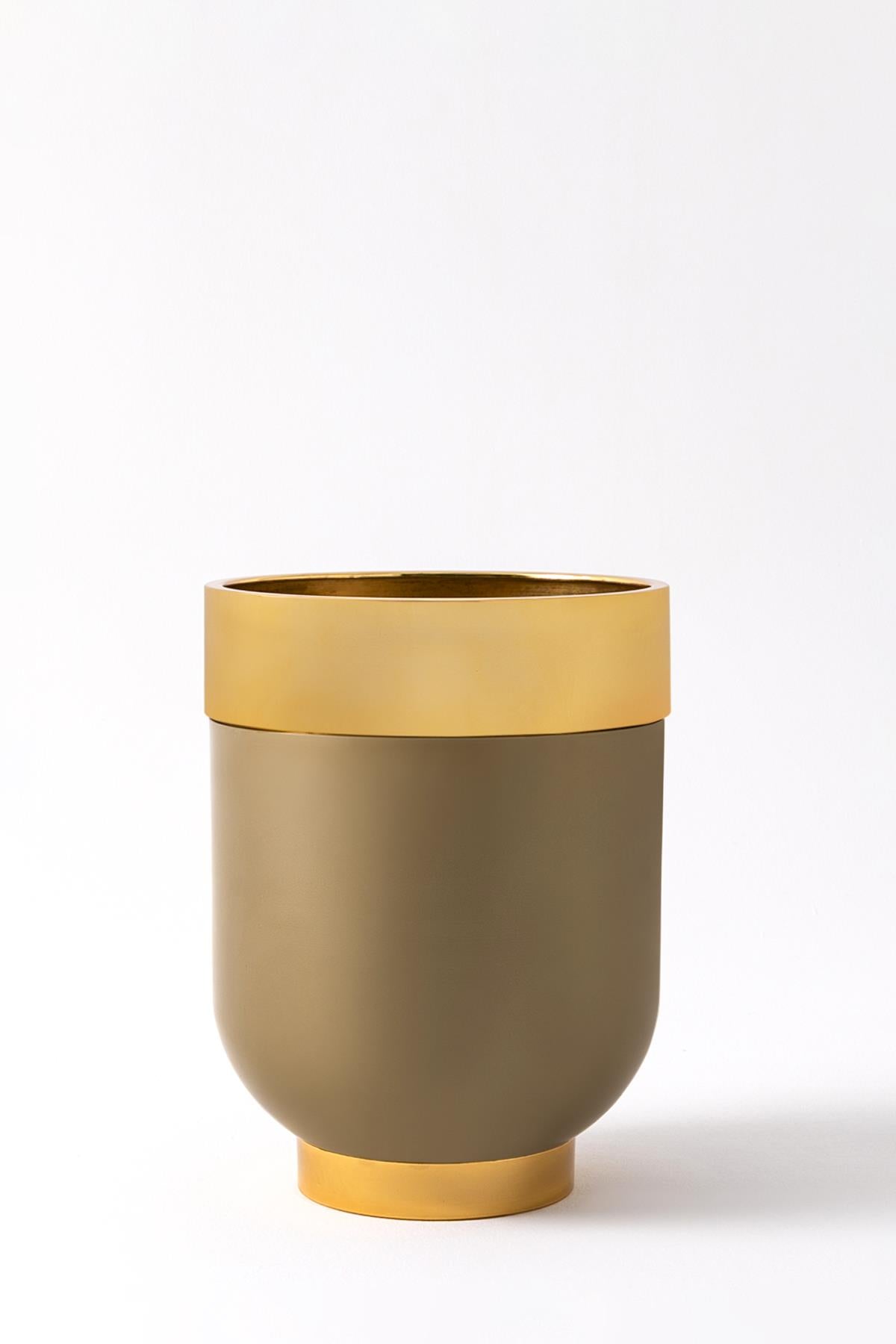 Metal Saksı Lüks Darbuka 40*50 Kahverengi Gold