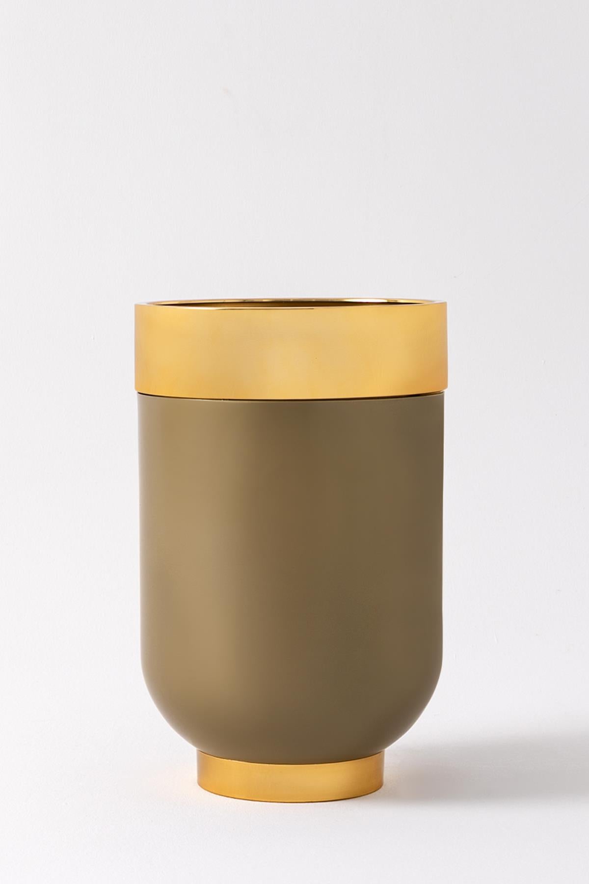 Metal Saksı Lüks Darbuka 40*60 Kahverengi Gold