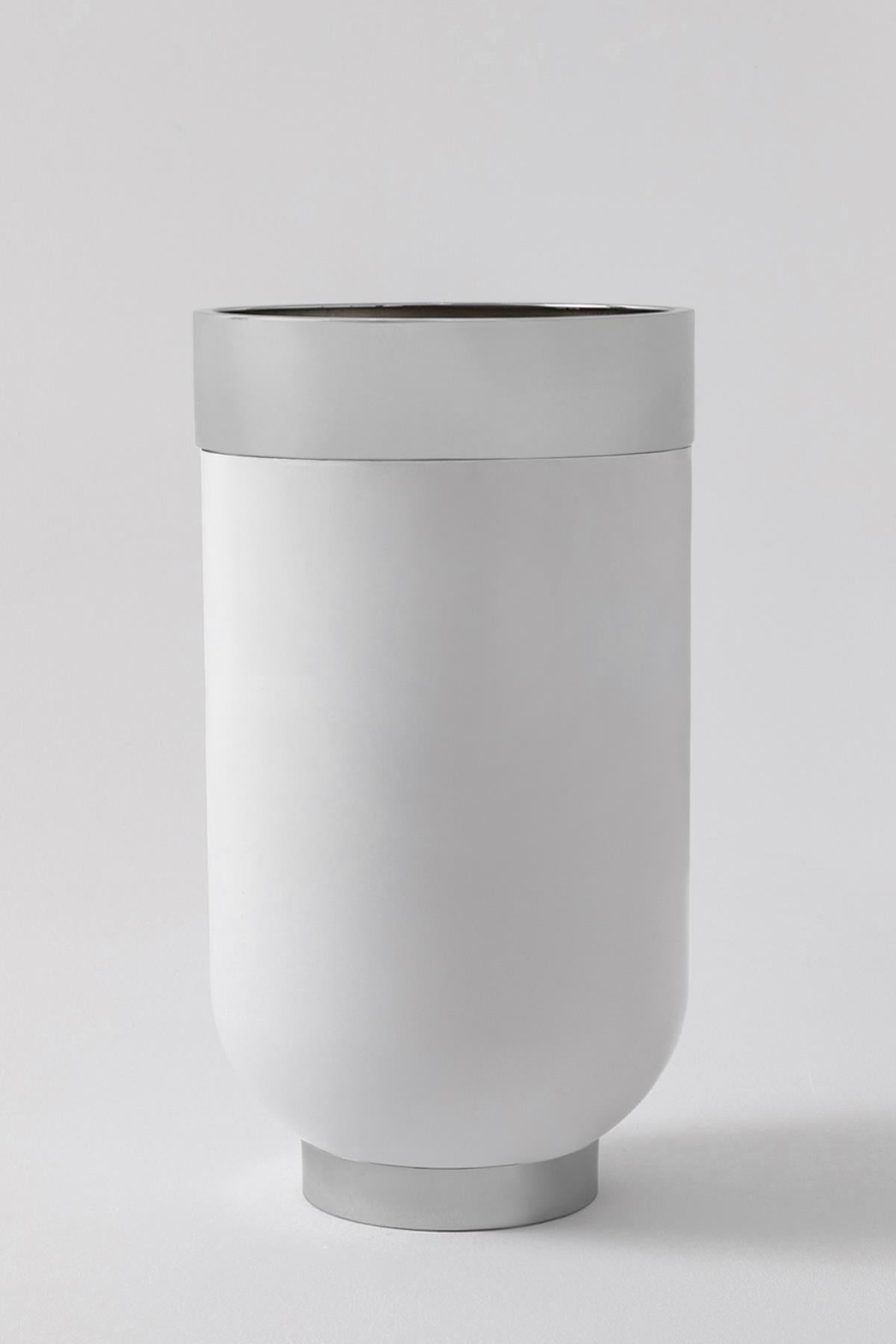 Metal Saksı Lüks Darbuka 40*70 Beyaz Gümüş