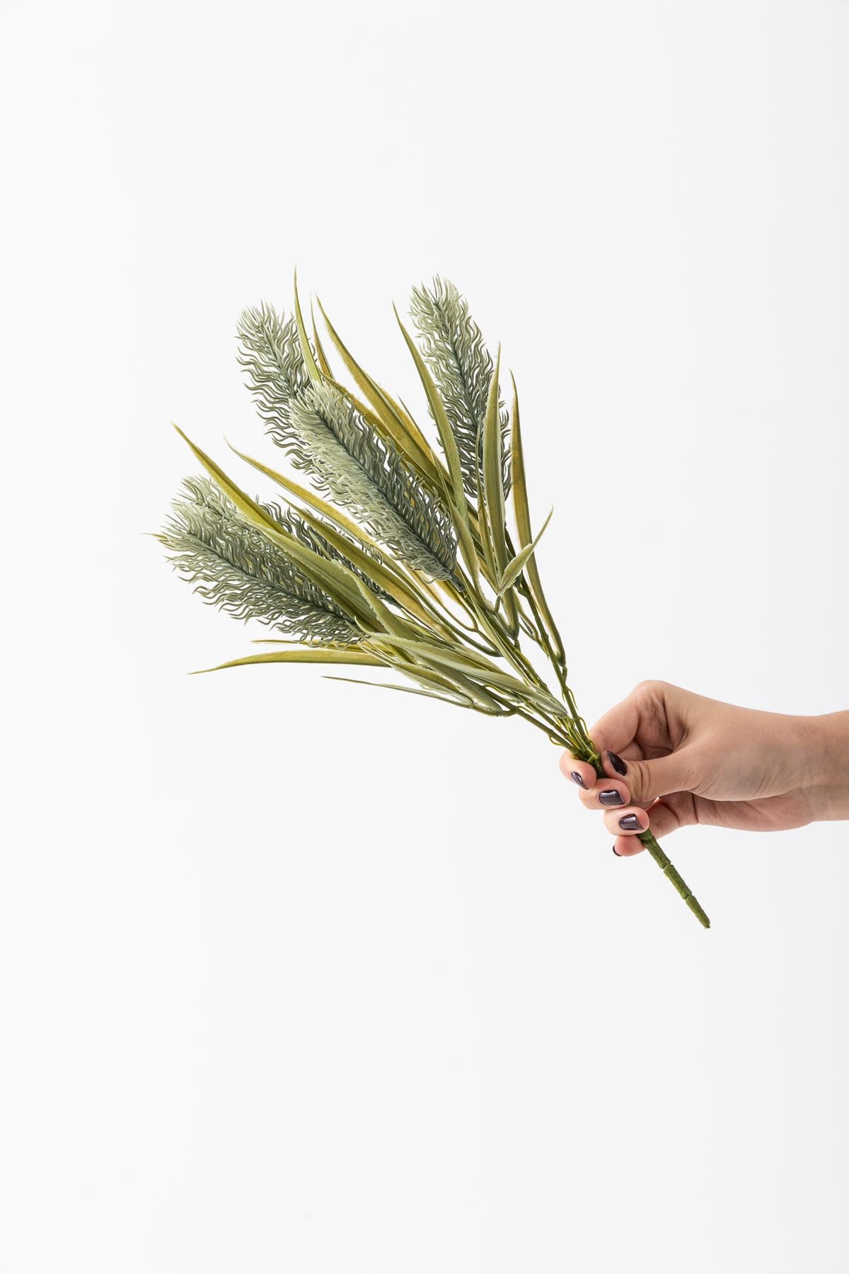 Yapay 5 Kafalı Çiçek Demeti 35 Cm 5 Dal Gri