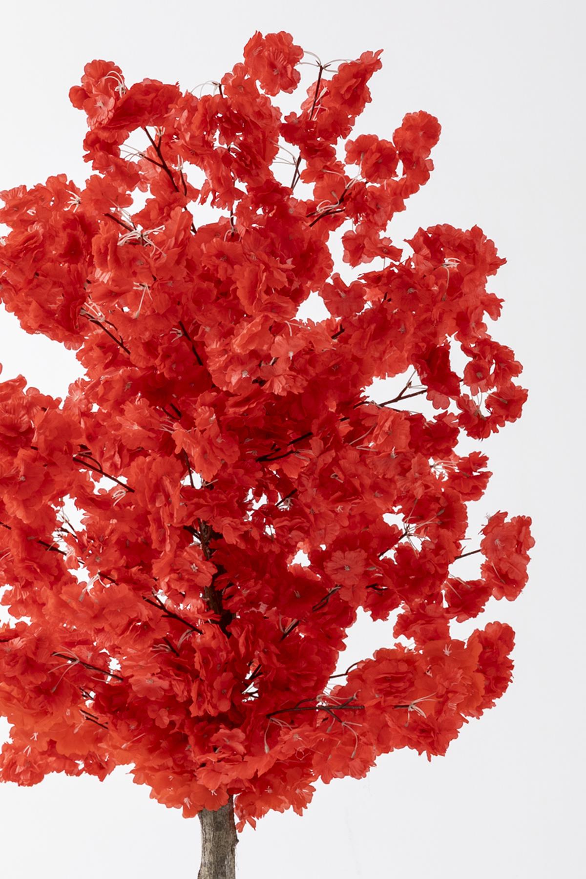 Yapay Ağaç Kırmızı Bahar Dalı 180 Cm Konik Saksı