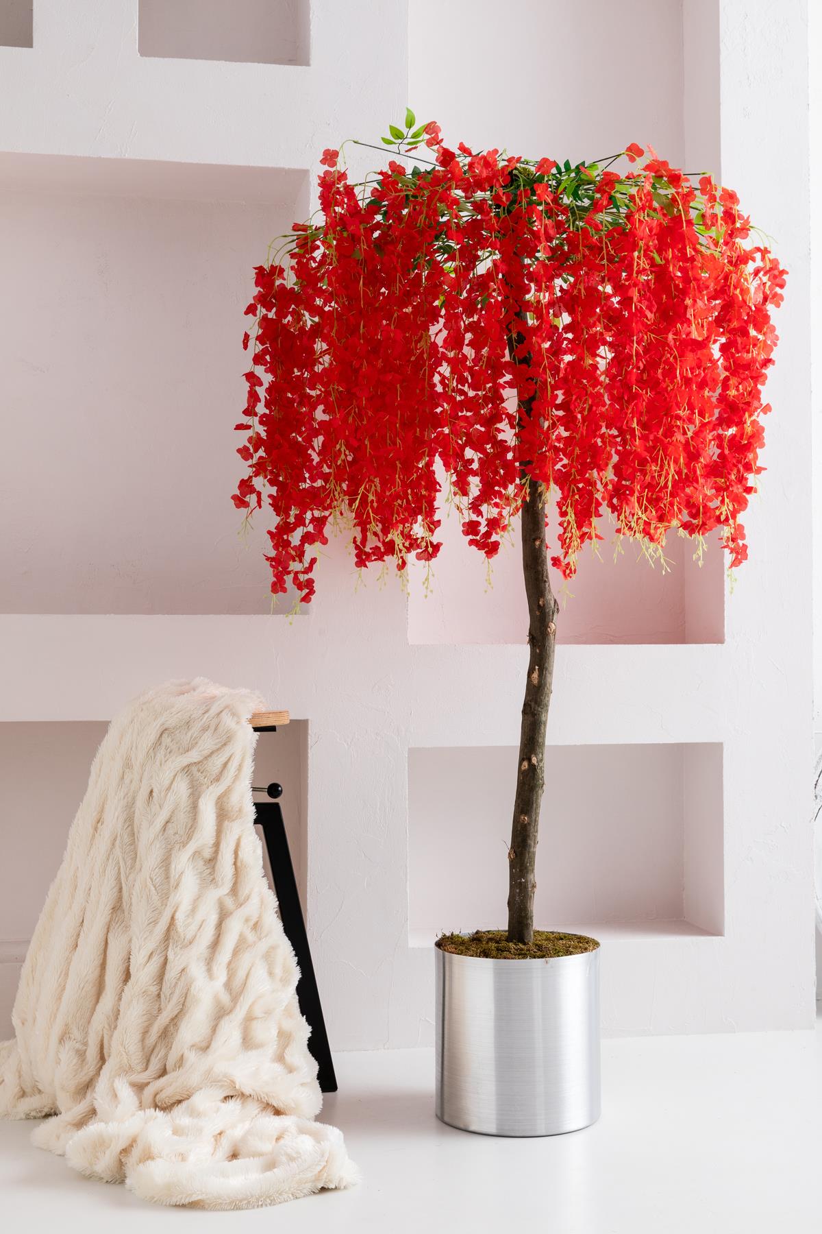 Yapay Akasya Ağacı Kırmızı 180 Cm