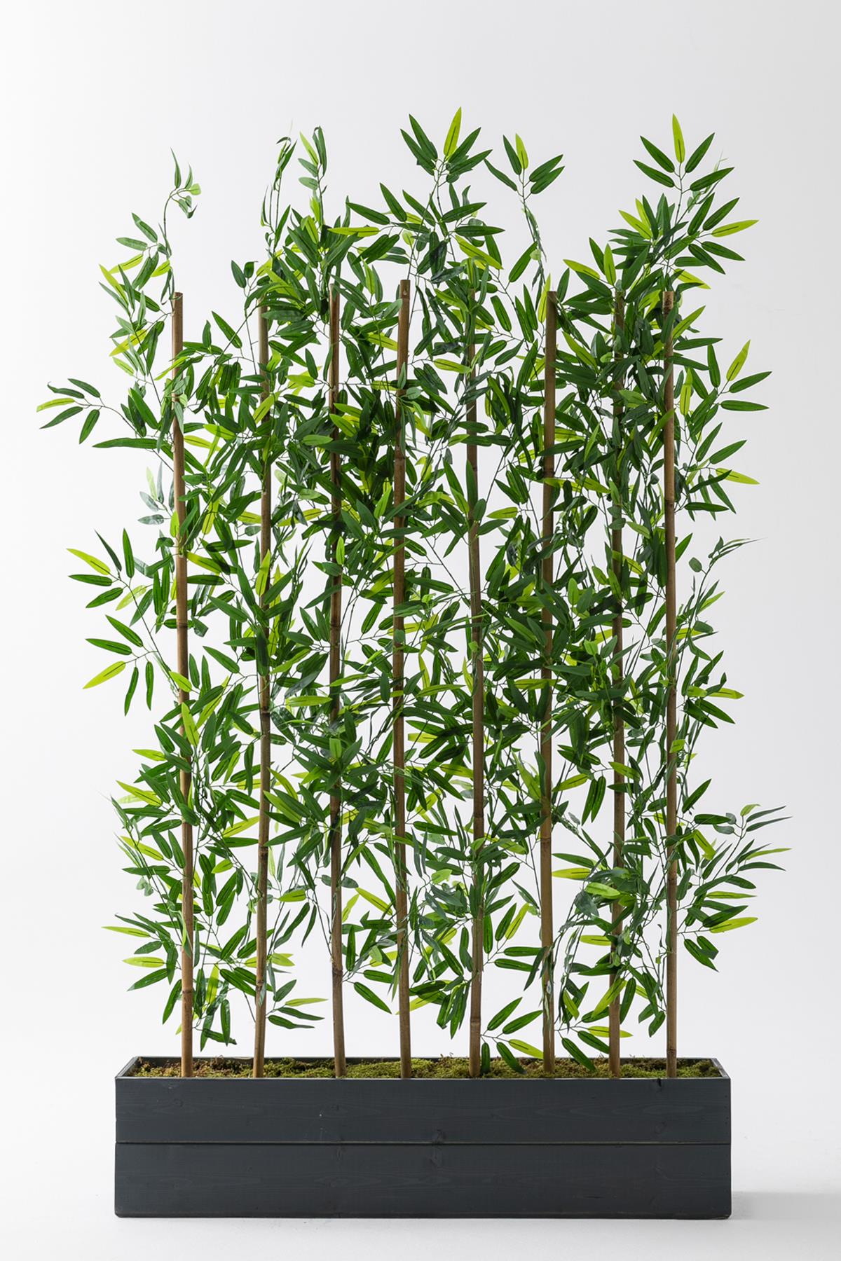 Yapay Bambu Seperatör 180 Cm Ahşap Antrasit Saksı