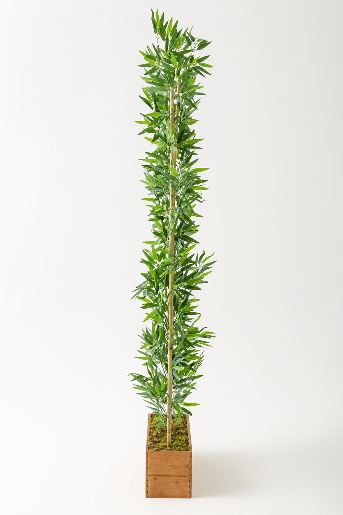 Yapay Bambu Seperatör 200 Cm Ahşap Kahverengi Saksı