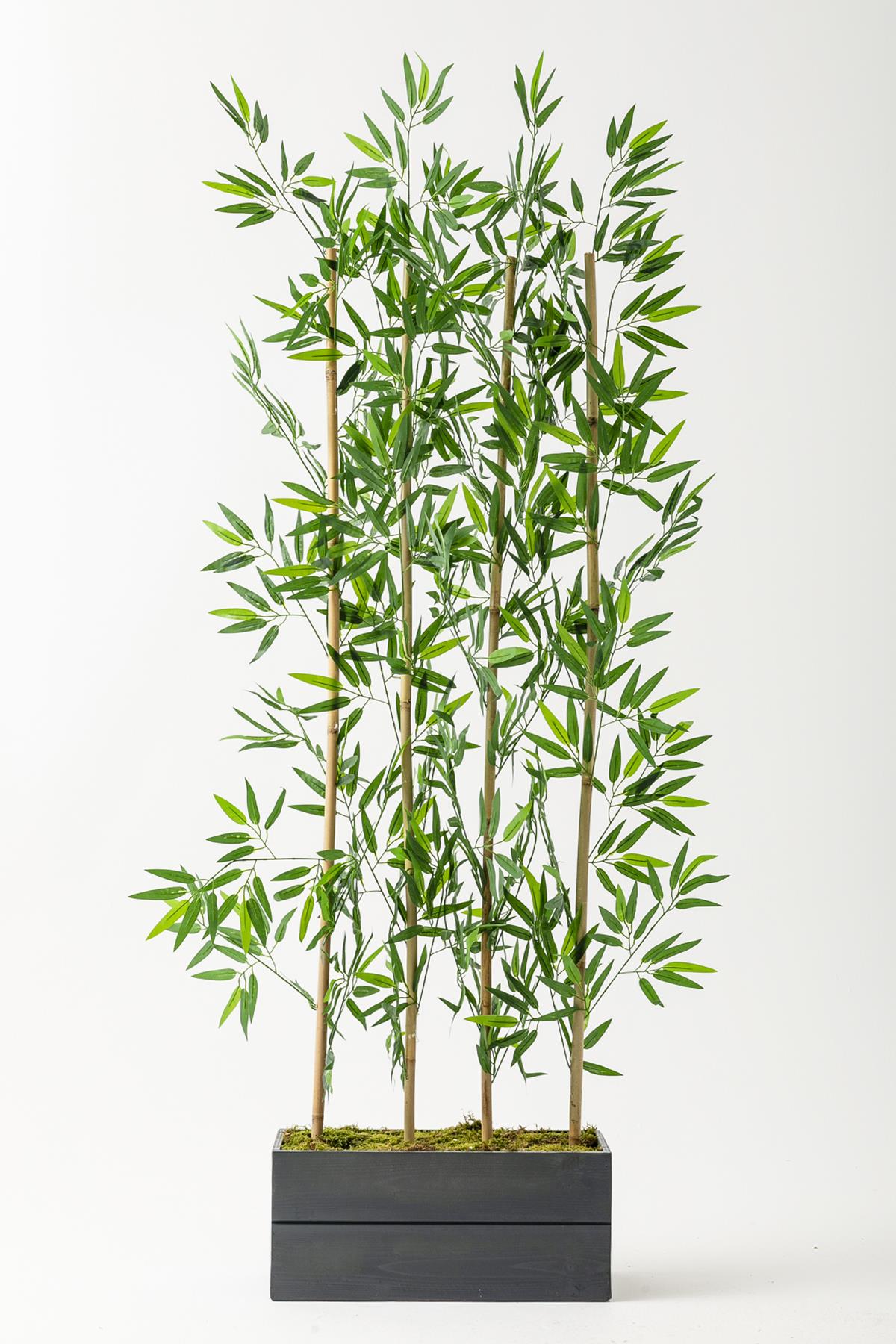 Yapay Bambu Seperatör Ahşap Antrasit Saksı