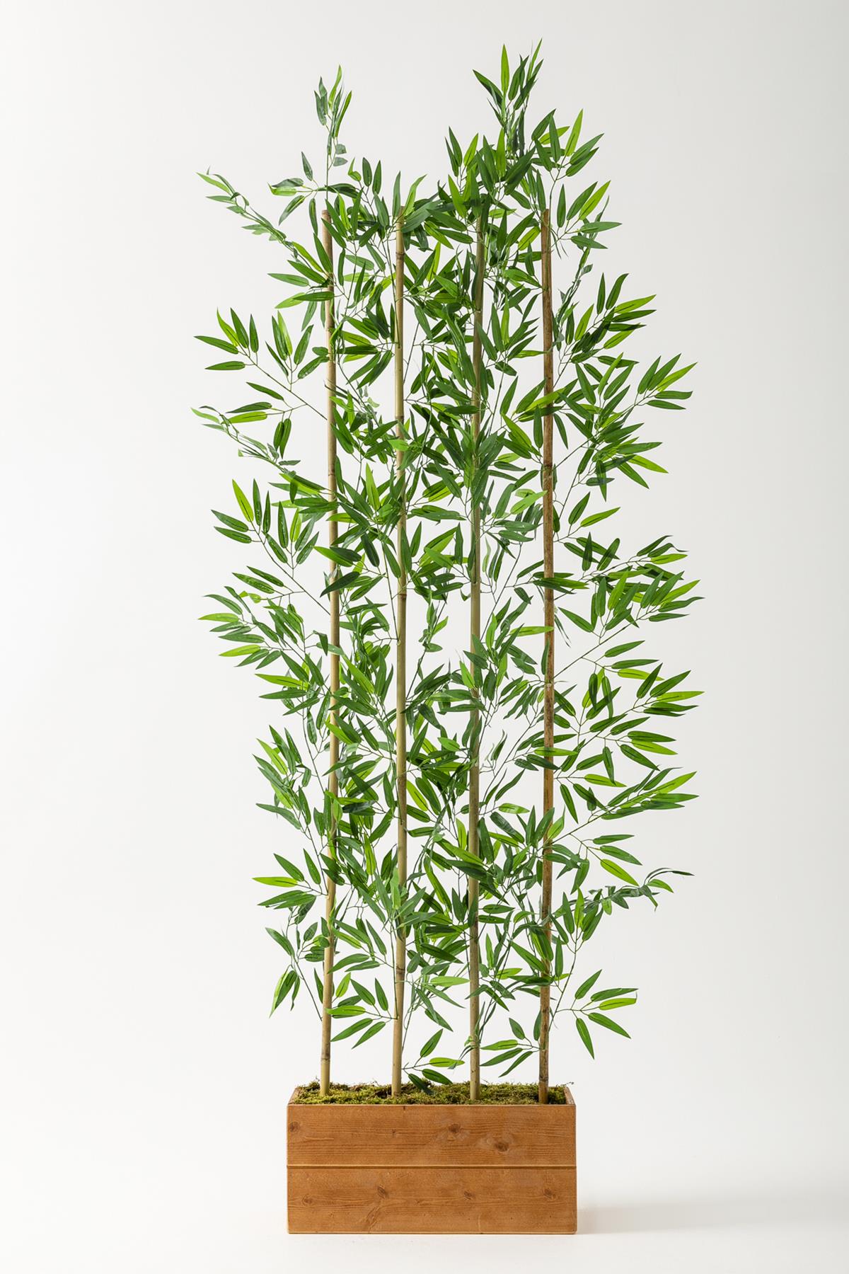 Yapay Bambu Seperatör Ahşap Kahverengi Saksı