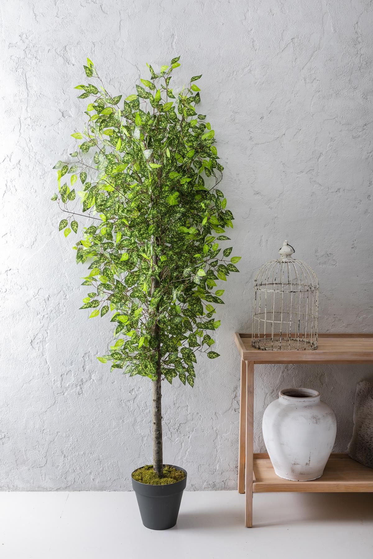 Yapay Benjamin Ağacı 180 Cm 108 Dal Alacalı Yeşil