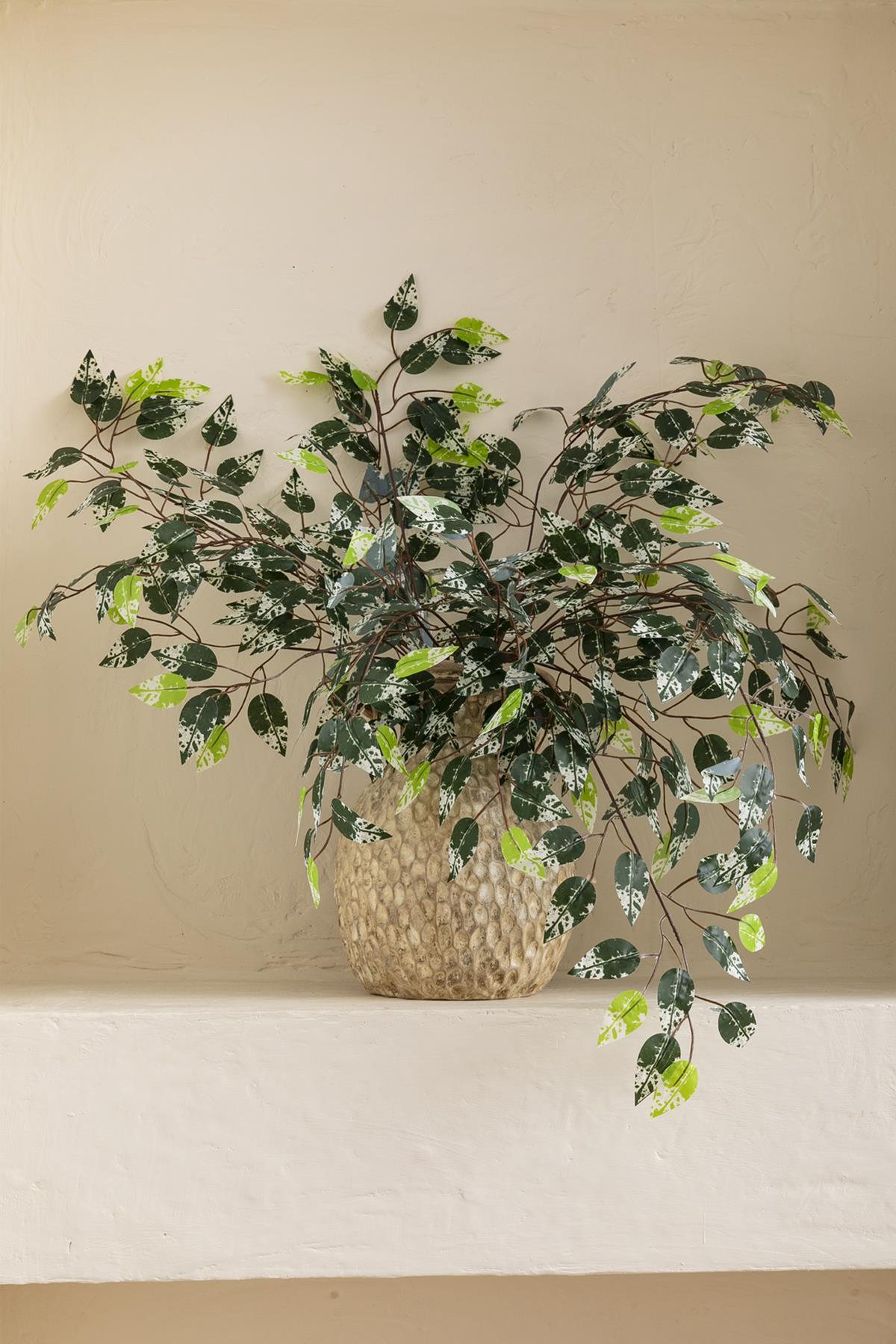 Yapay Benjamin Yaprağı Demet 12'li Yeşil Beyaz