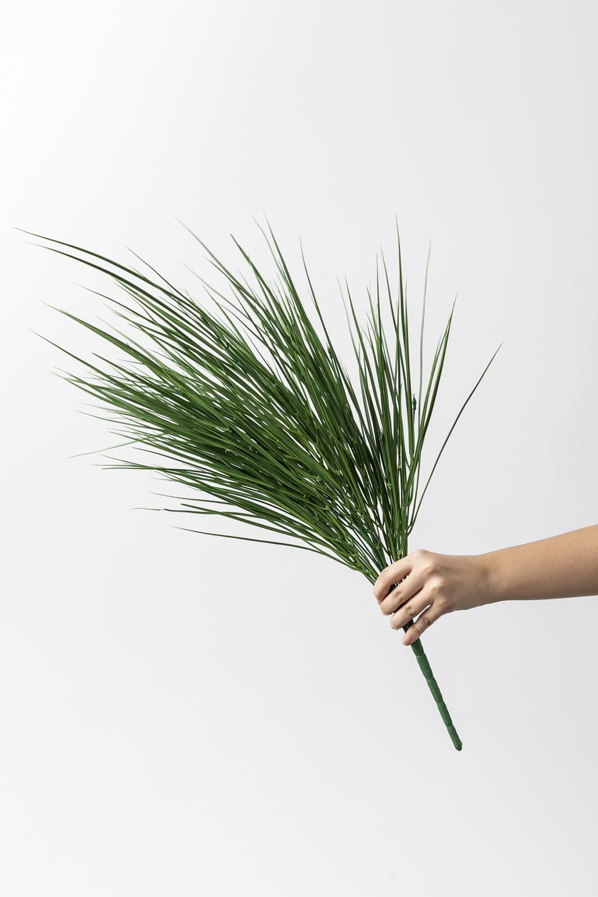 Yapay Büyük İnce Saz Demeti Yeşil 70 Cm 24 Dal