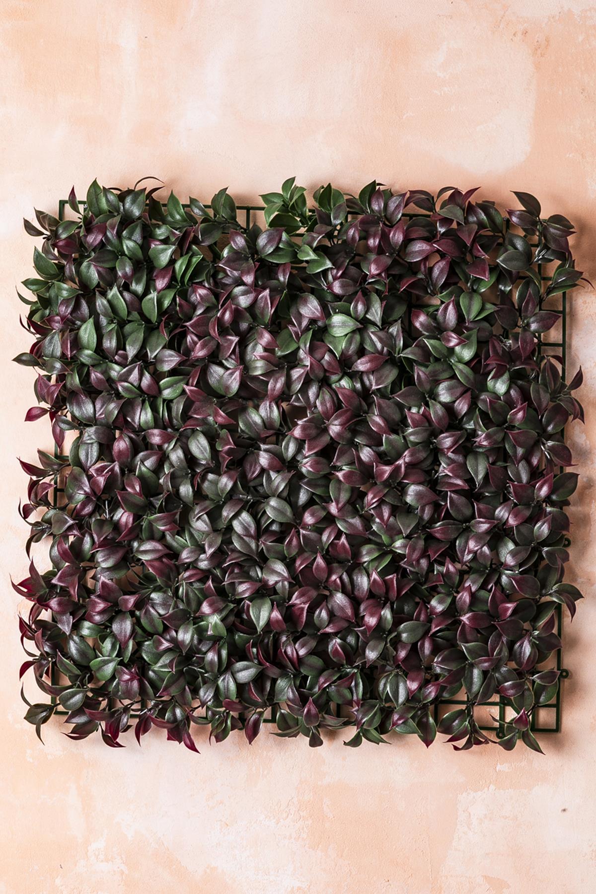 Yapay Duvar Paneli Uv Korumalı Limon Dalı Bordo Yeşil 50*50