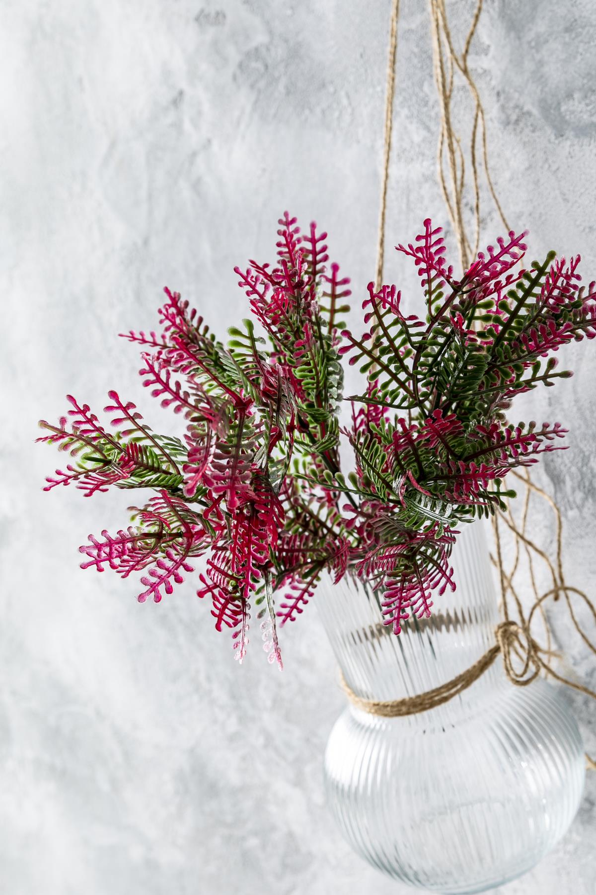 Yapay Fabaca Demeti Yeşil Pembe 35 Cm 5 Dal(Uv)