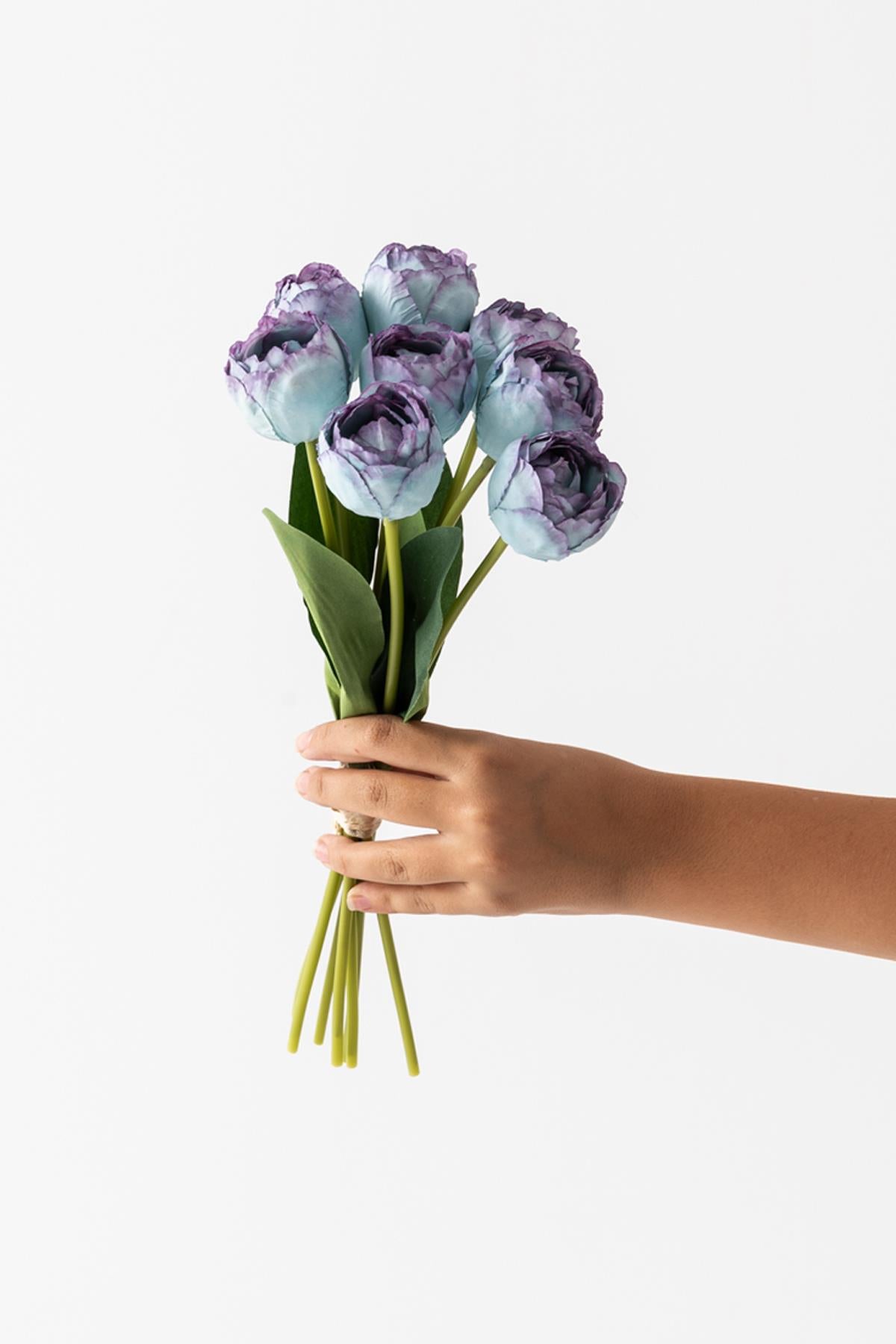 Yapay Gelin Eli Demeti 35 Cm 8 Dal Mavi