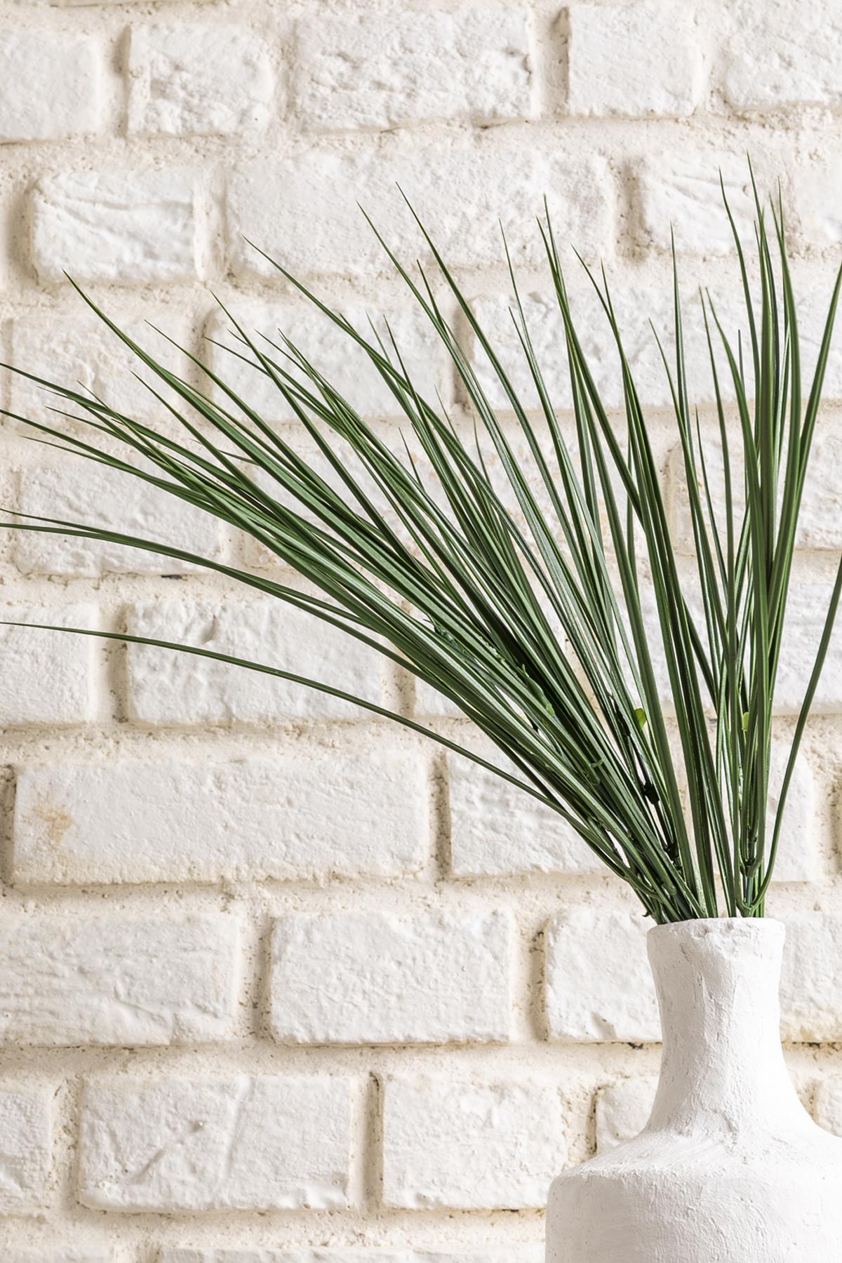 Yapay İnce Saz Demeti Koyu Yeşil 50 Cm 7 Dal(Uv)