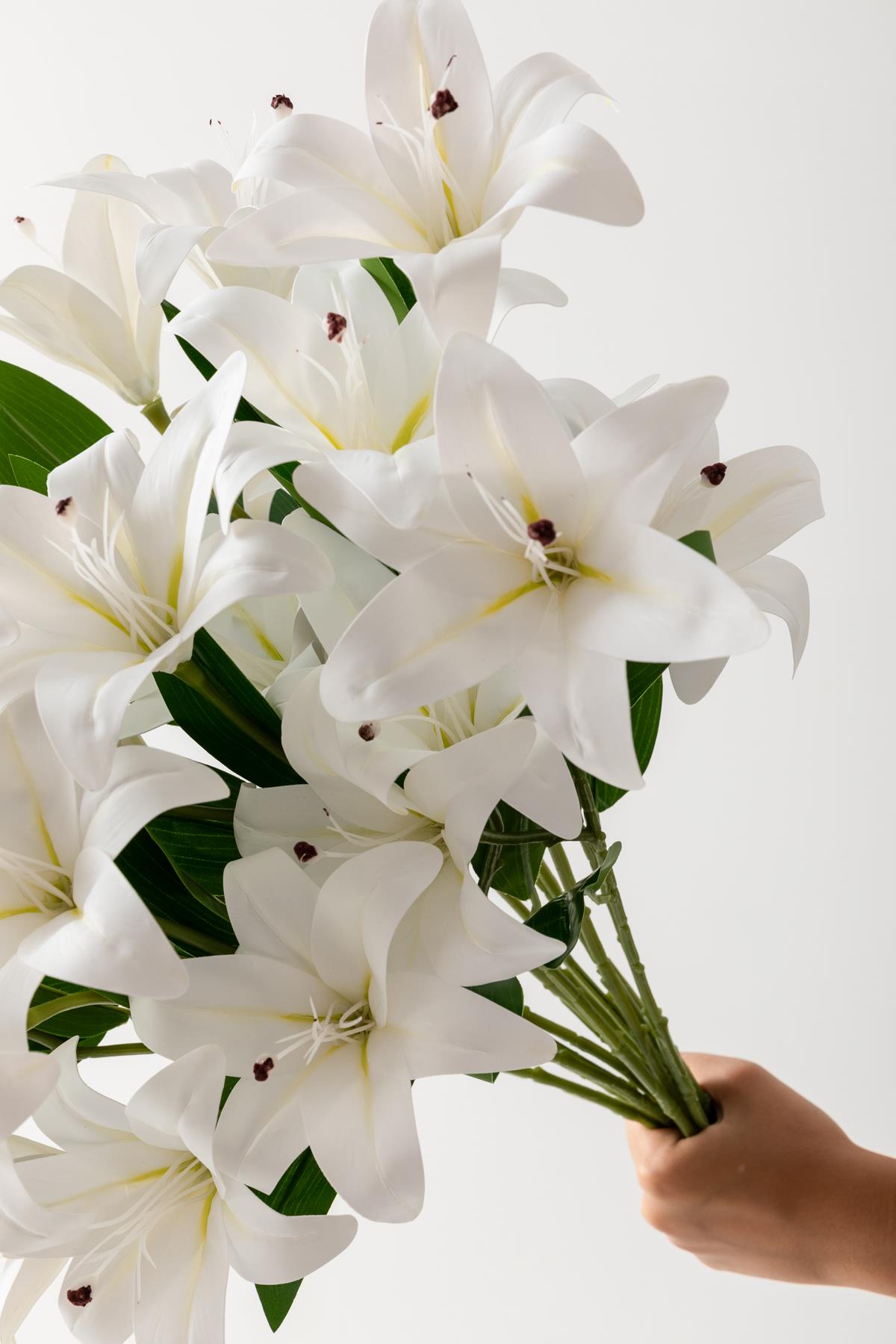 Yapay Islak Kazabılanka Çiçeği Beyaz 9 Dal