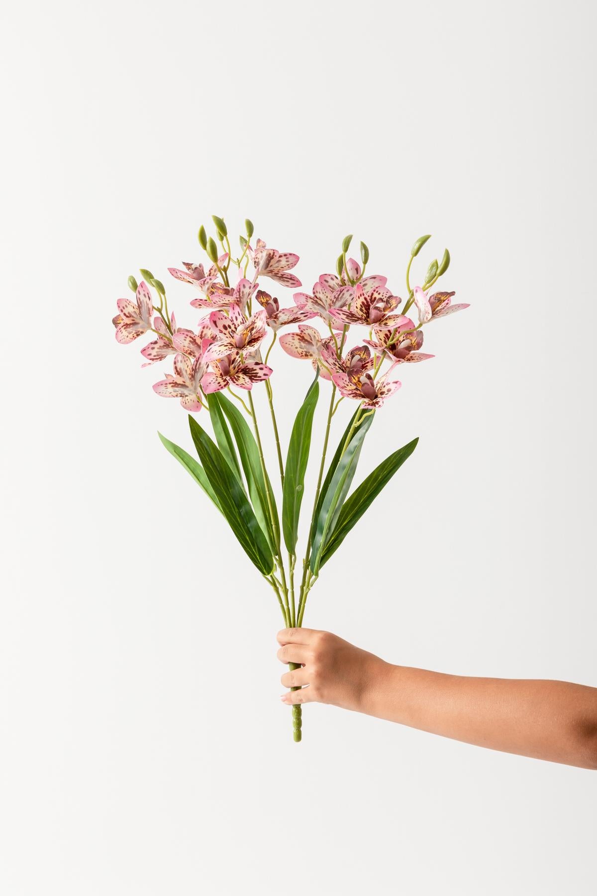 Yapay Islak Orkide Çiçeği Açık Pembe 5 Dal