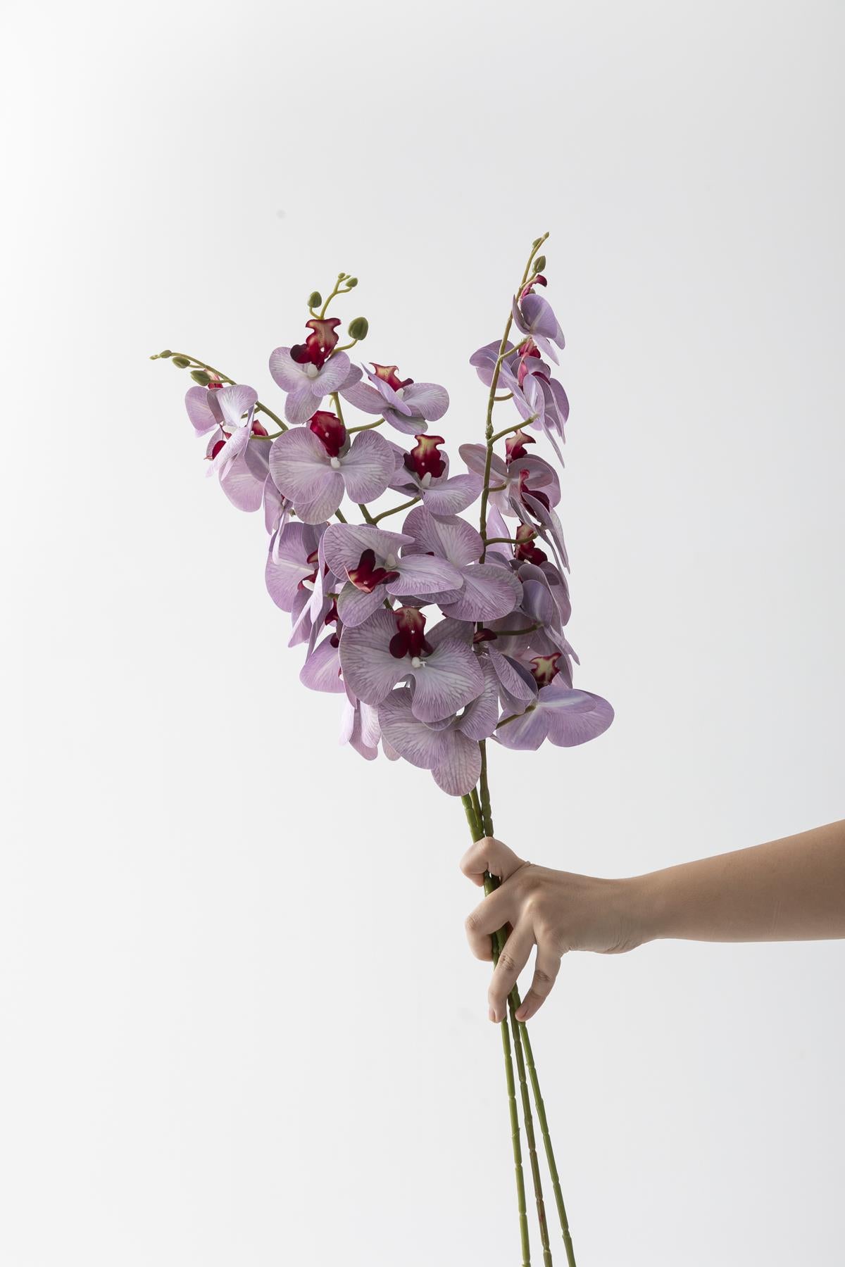 Yapay Islak Orkide Çiçeği Lila Tek Dal