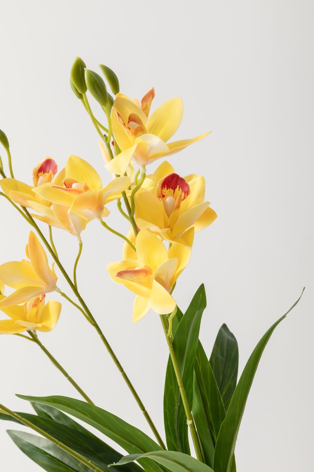 Yapay Islak Orkide Çiçeği Sarı 5 Dal