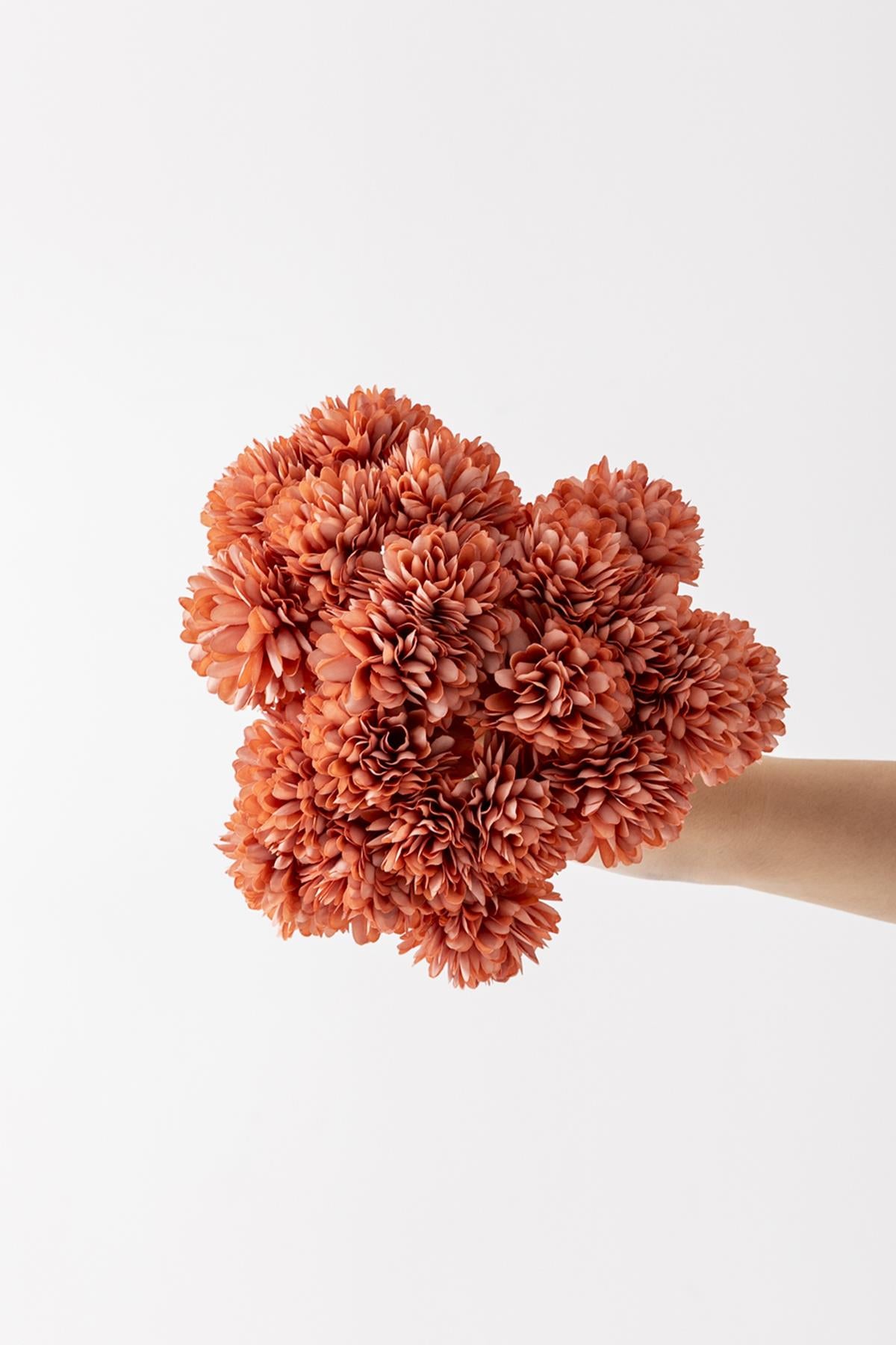 Yapay Kasımpatı Çiçeği Koyu Turuncu 25 Cm 7 Dal