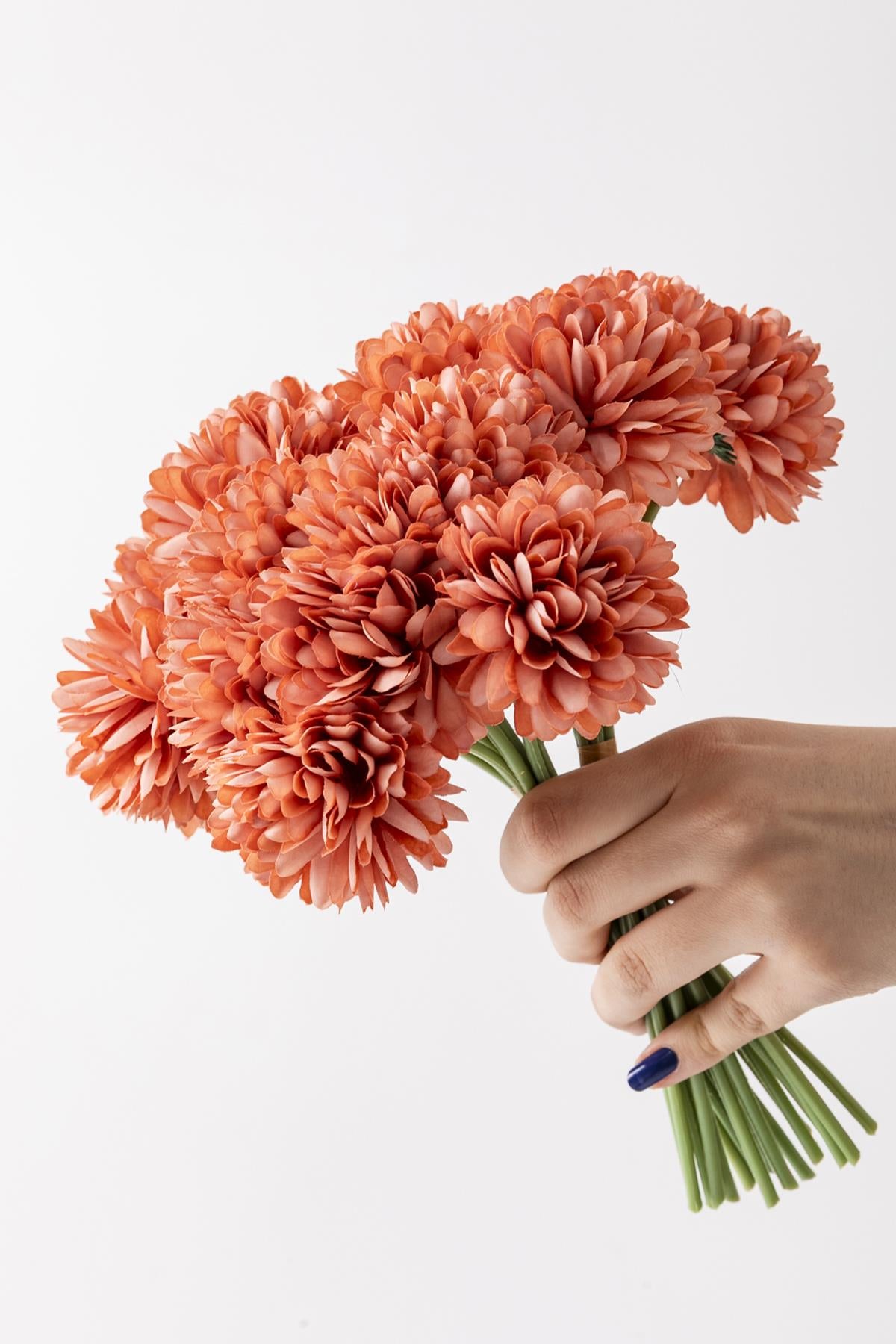 Yapay Kasımpatı Çiçeği Koyu Turuncu 25 Cm 7 Dal