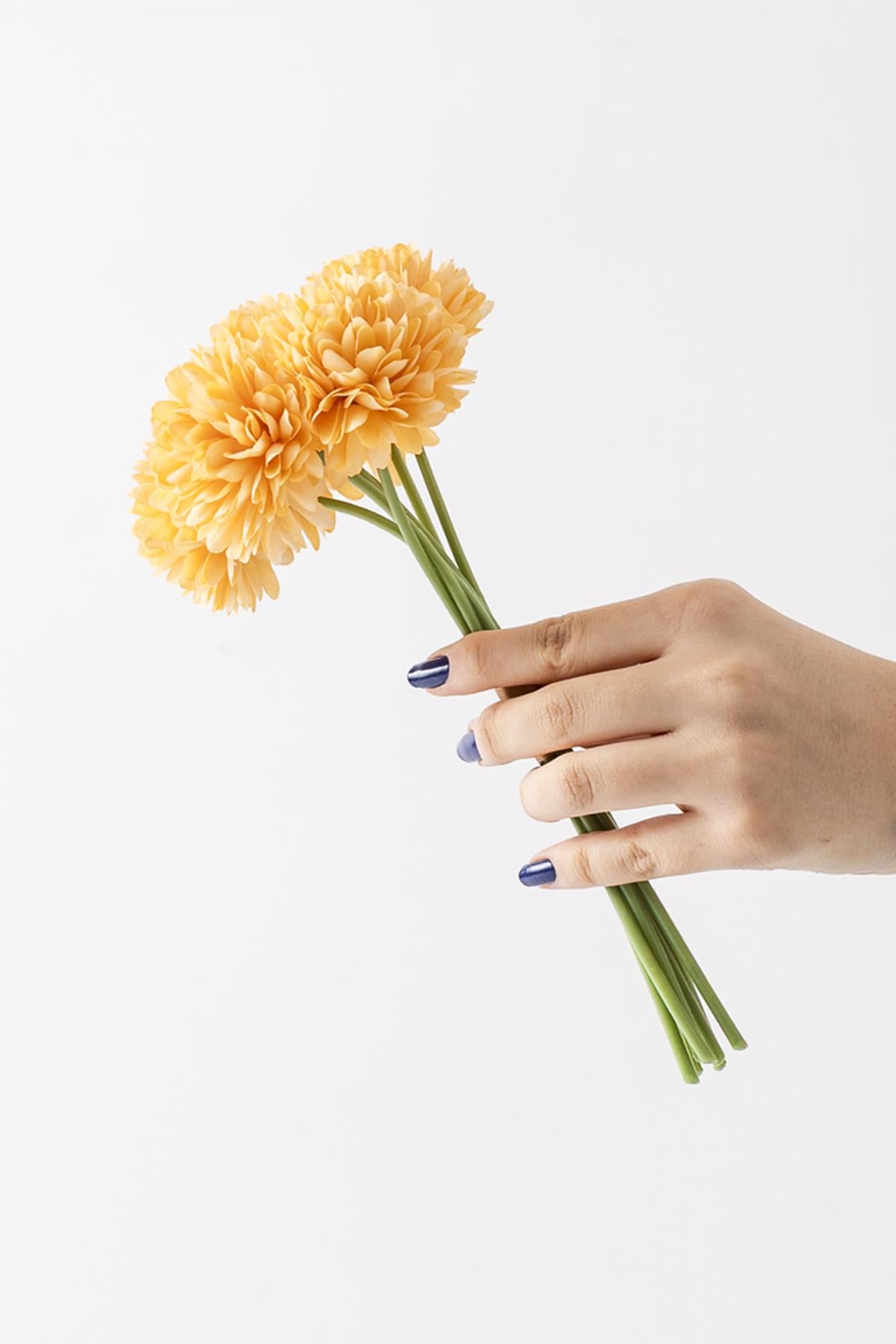 Yapay Kasımpatı Çiçeği Pastel Sarı 25 Cm 7 Dal