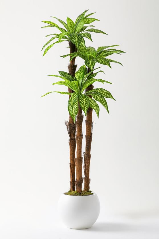 Yapay Kılıç Ağacı 150 Cm 54 Dal Açık Sarı Plastik Küre Saksı