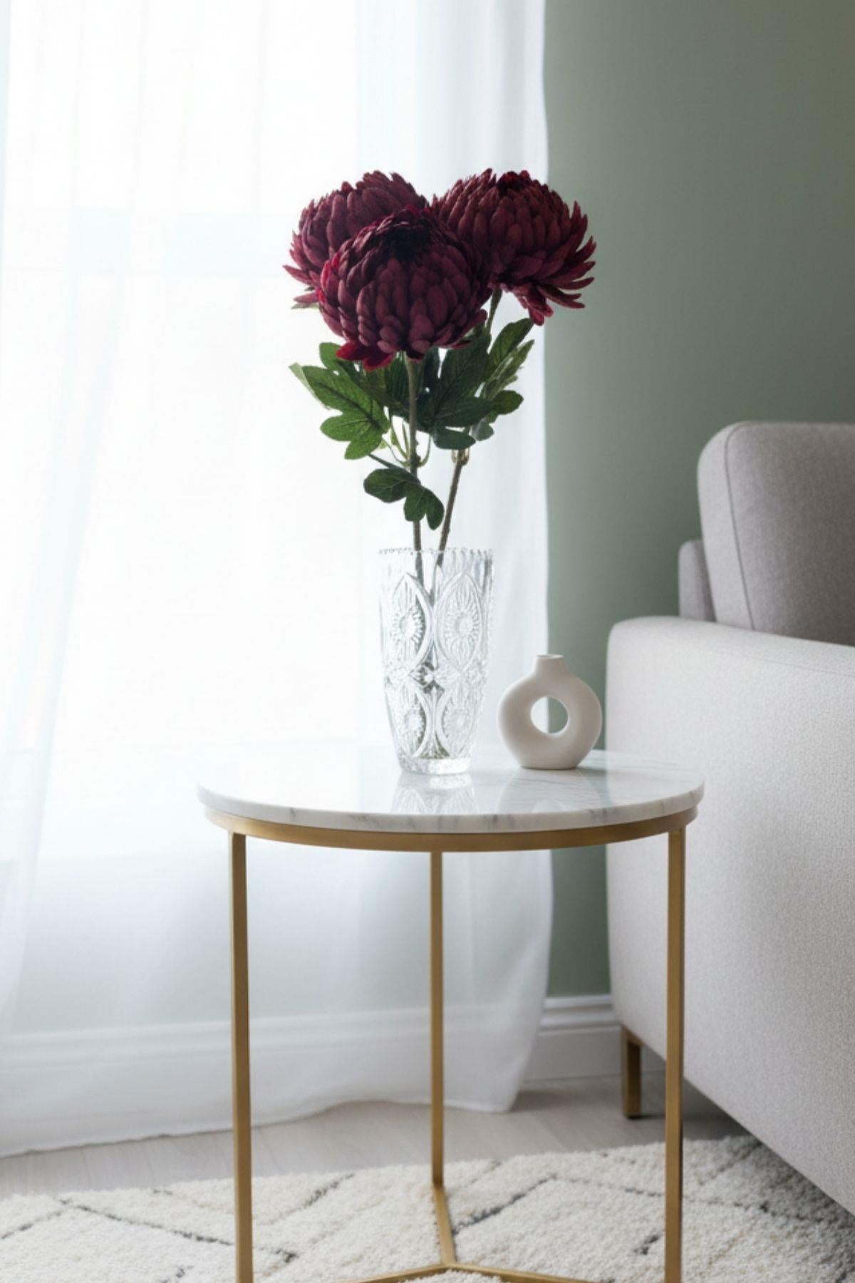 Yapay Krizantem Çiçeği Bordo 75 Cm Tek Dal