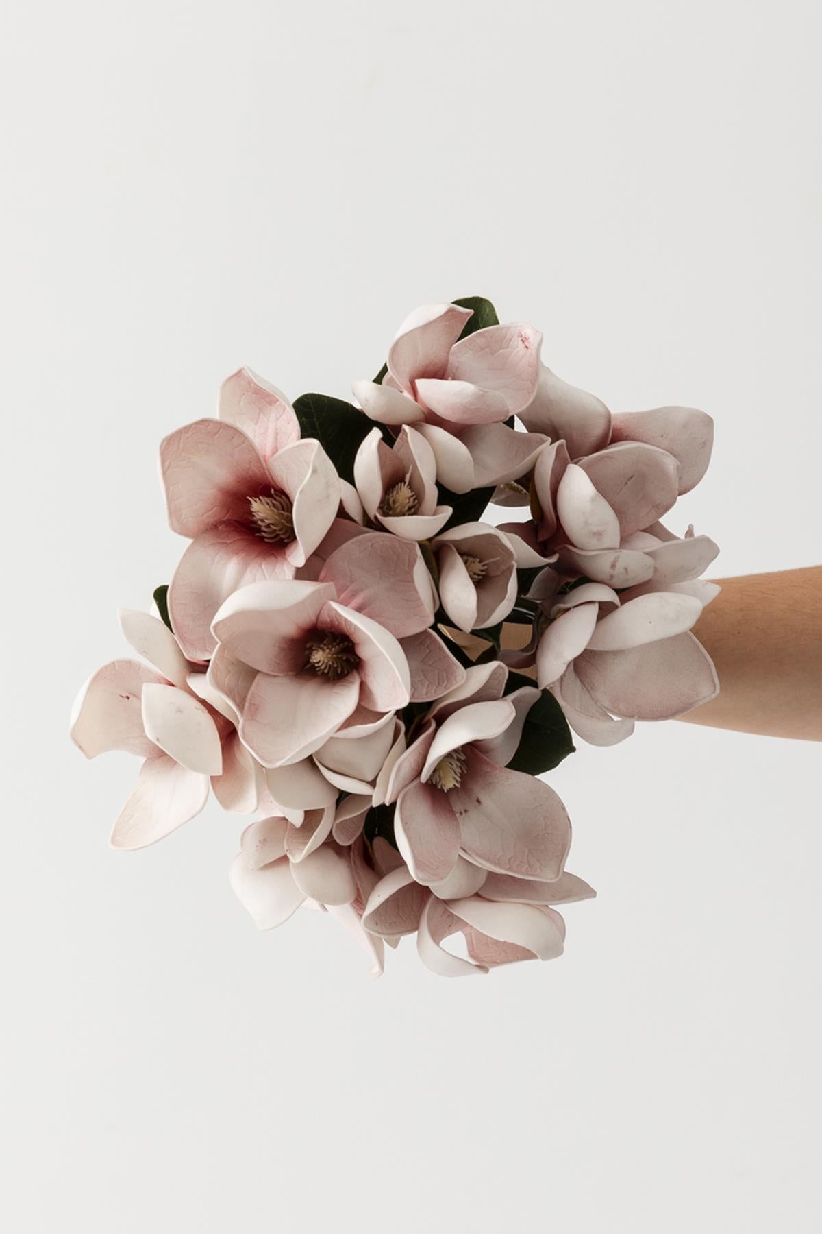 Yapay Lüx Lateks Manolya Demeti 33cm Açık Kahve 7 Kafa