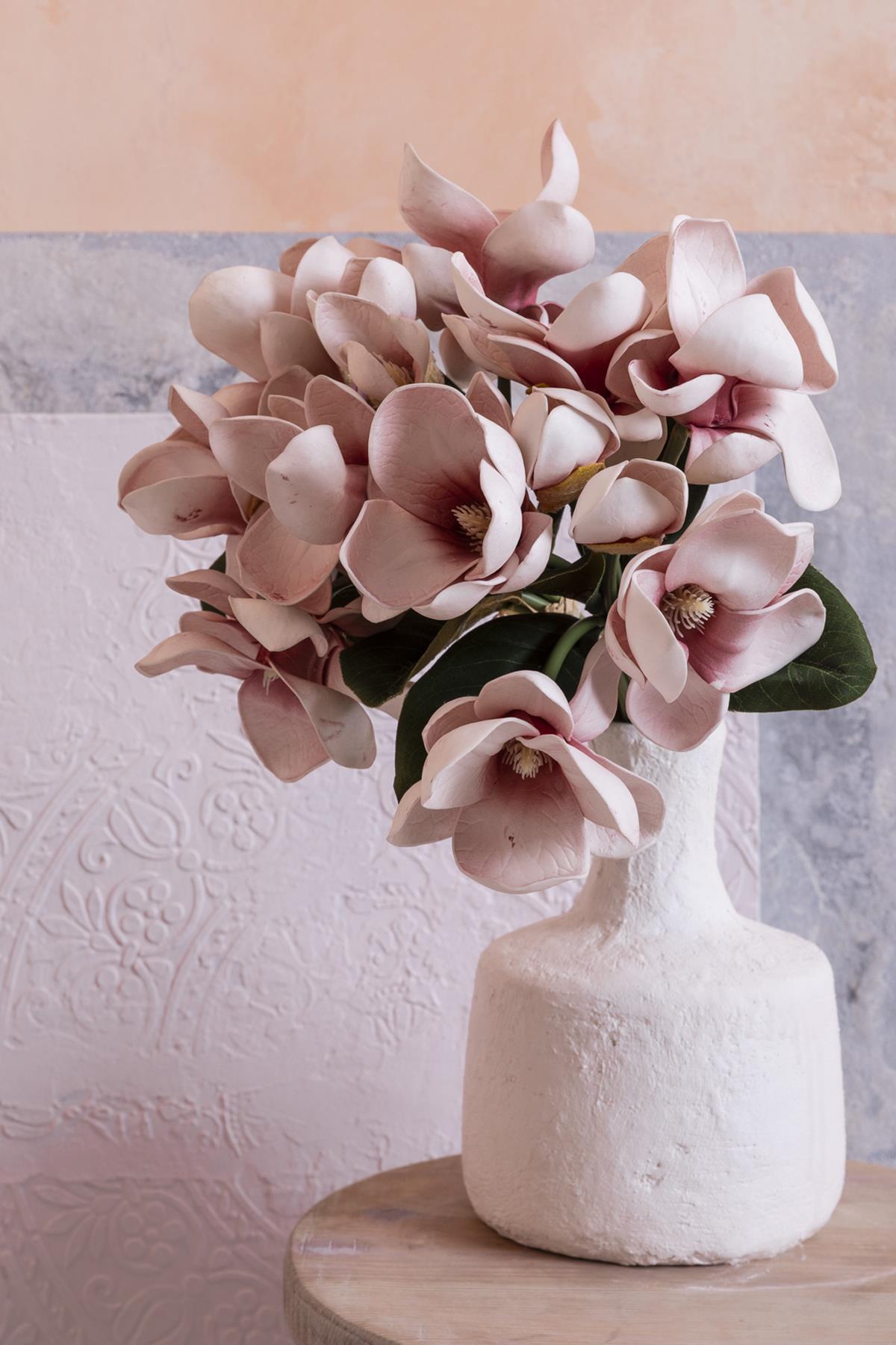 Yapay Lüx Lateks Manolya Demeti 33cm Açık Kahve 7 Kafa