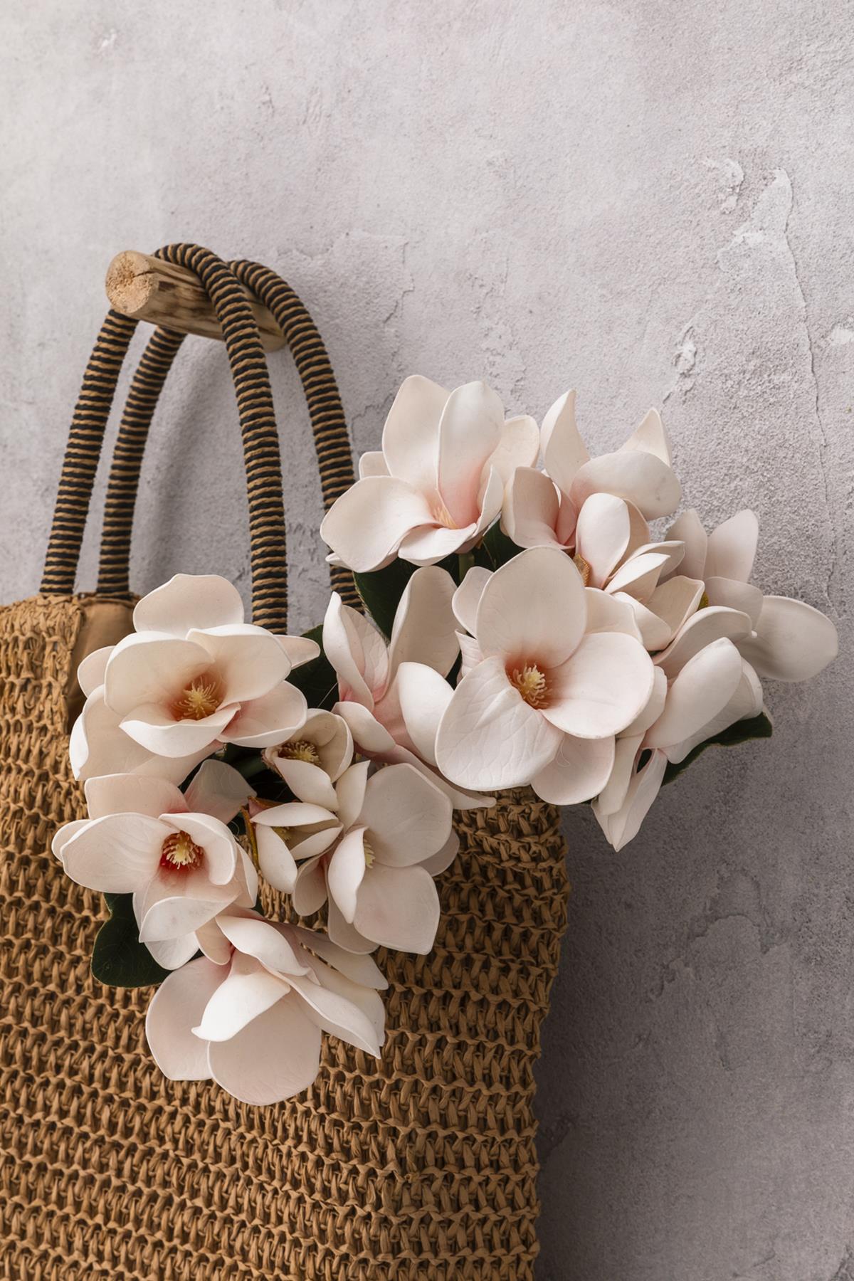 Yapay Lüx Lateks Manolya Demeti 33cm Açık Pembe 7 Kafa