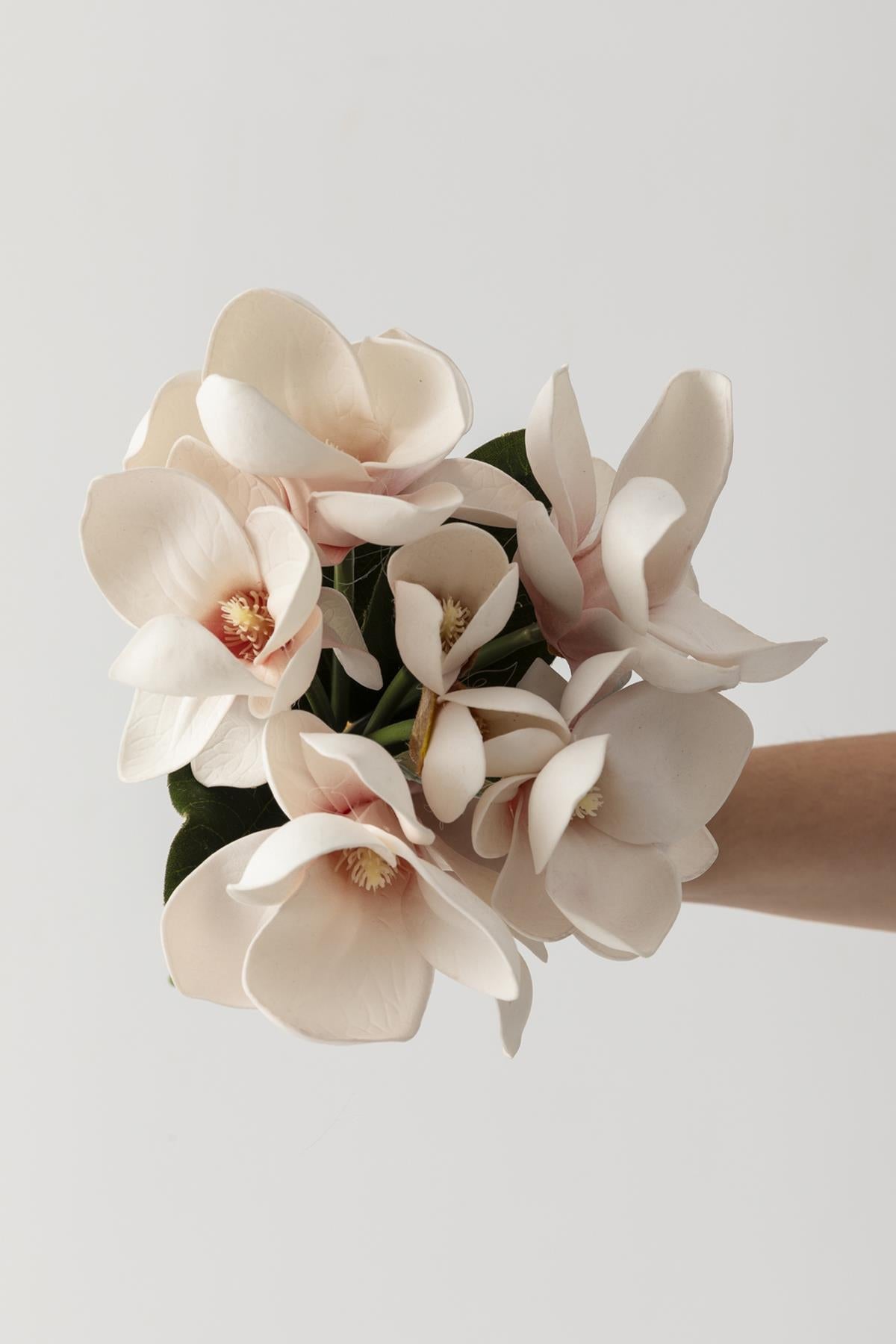 Yapay Lüx Lateks Manolya Demeti 33cm Açık Pembe 7 Kafa