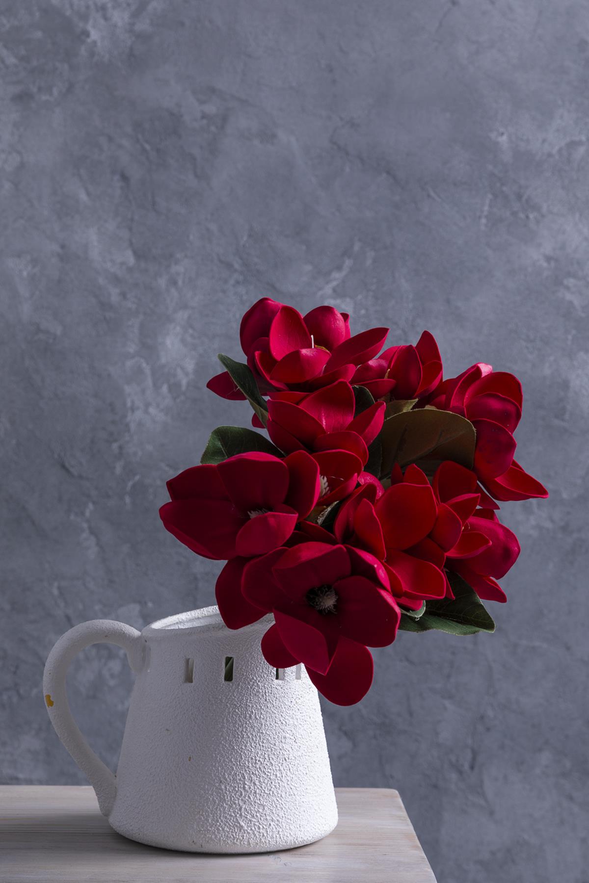 Yapay Lüx Lateks Manolya Demeti 33cm Kırmızı 7 Kafa