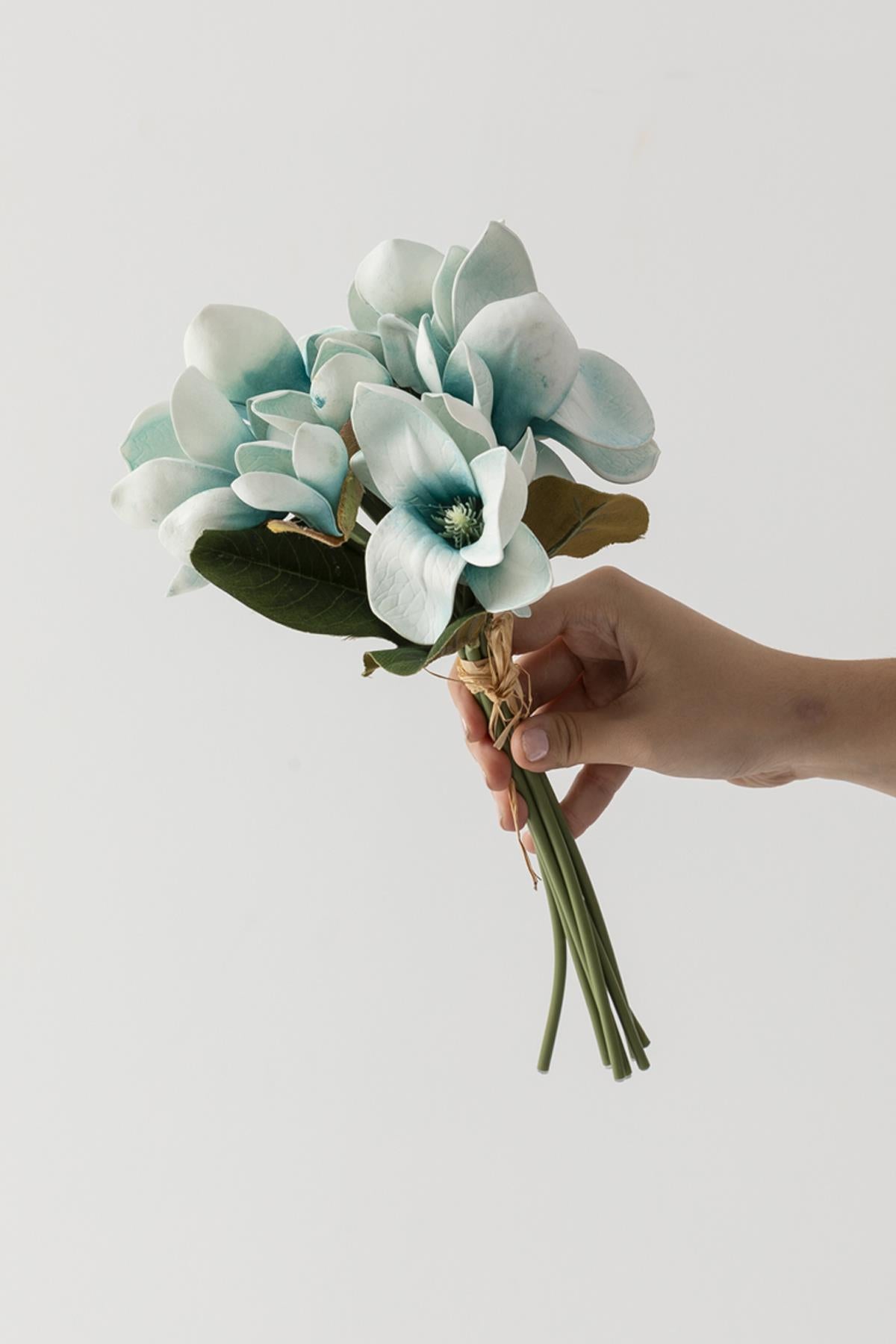 Yapay Lüx Lateks Manolya Demeti 33cm Mavi 7 Kafa