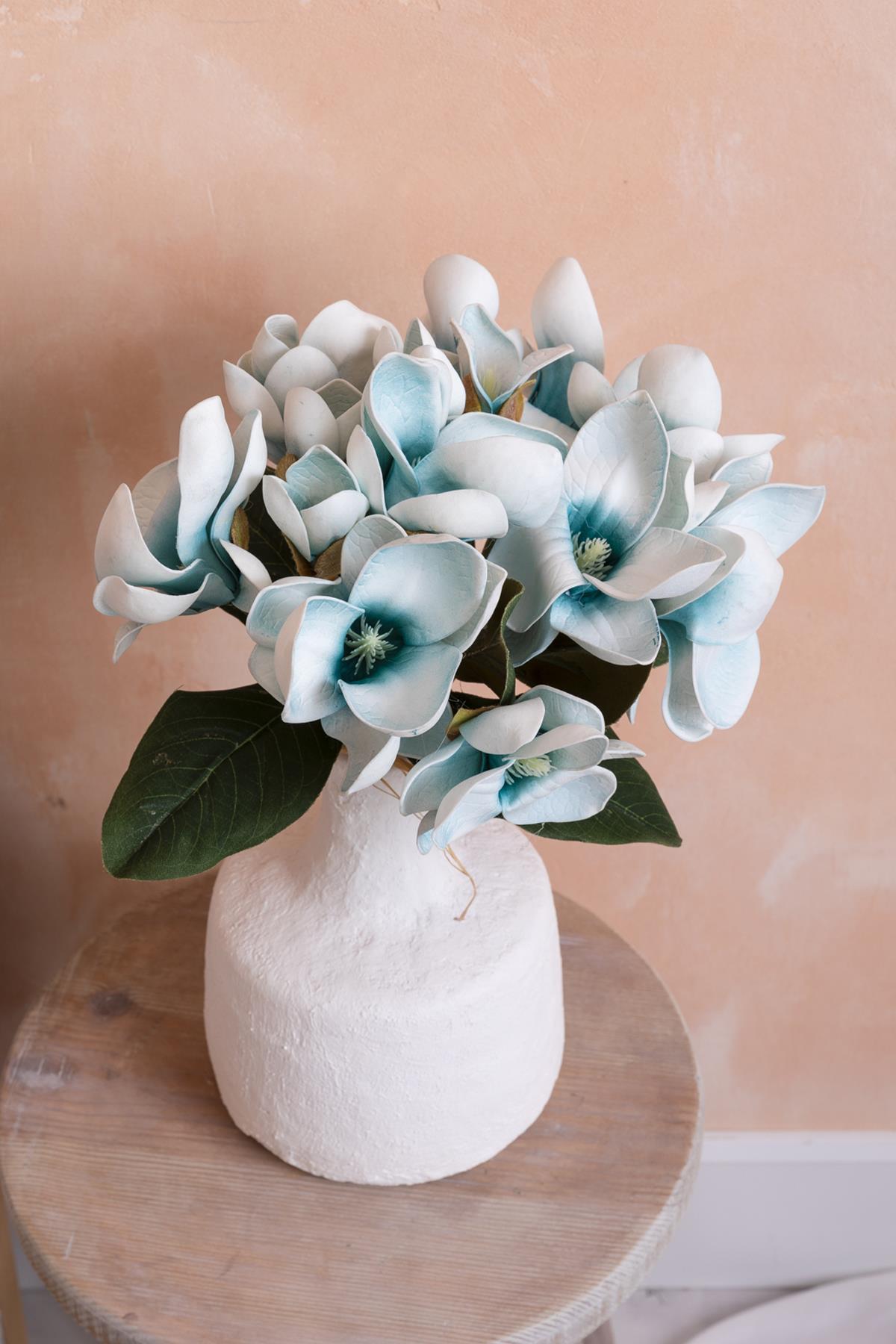 Yapay Lüx Lateks Manolya Demeti 33cm Mavi 7 Kafa