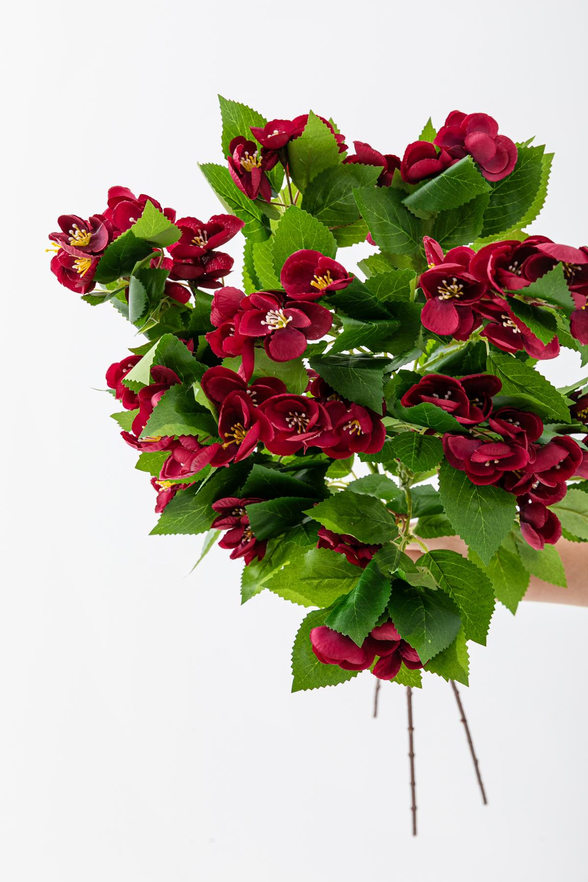 Yapay Lux Menekşe Dalı Bordo 80 cm 5 Yaprak