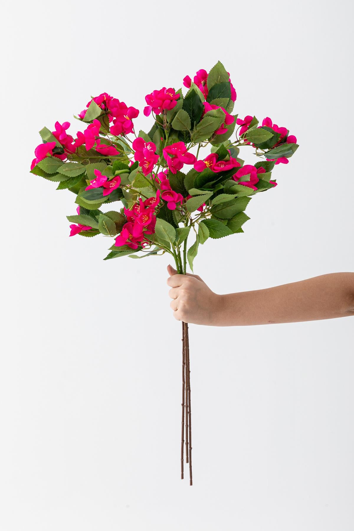 Yapay Lux Menekşe Dalı Fuşya 80 cm 5 Yaprak
