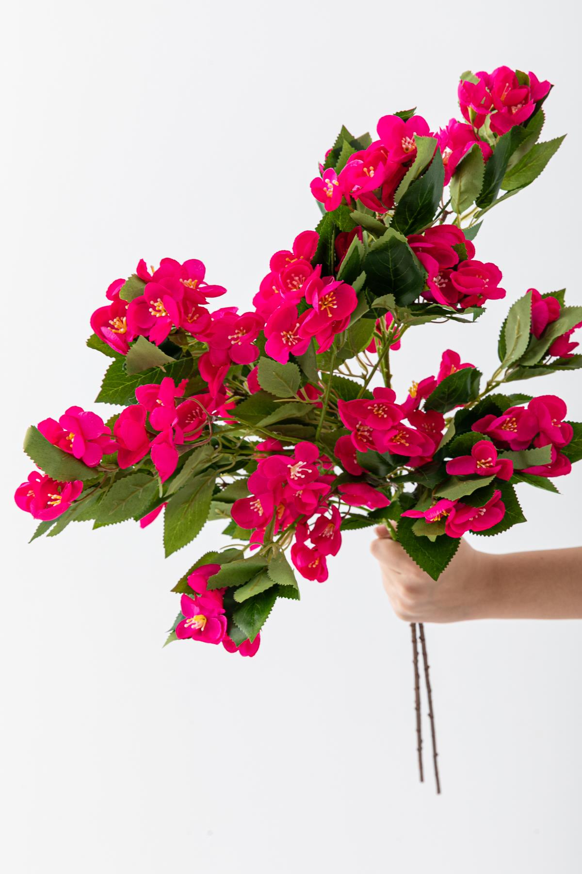 Yapay Lux Menekşe Dalı Fuşya 80 cm 5 Yaprak