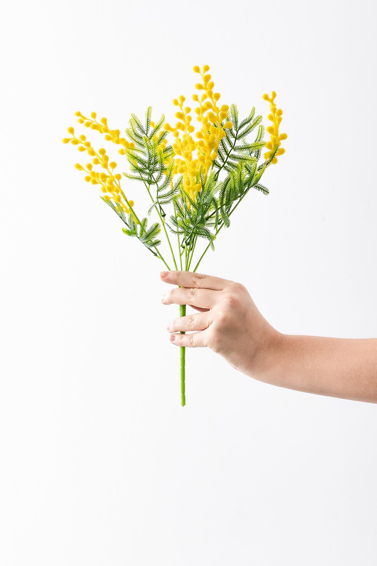 Yapay Mimoza Çiçeği Sarı 40 Cm 7 Dal