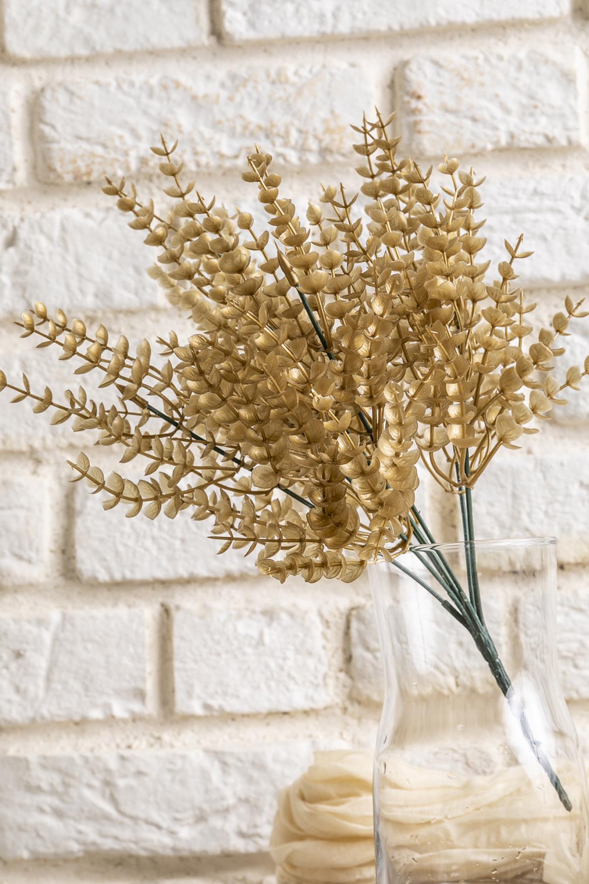 Yapay Okaliptus Demeti Gold 35 Cm 7 Dal(Uv)