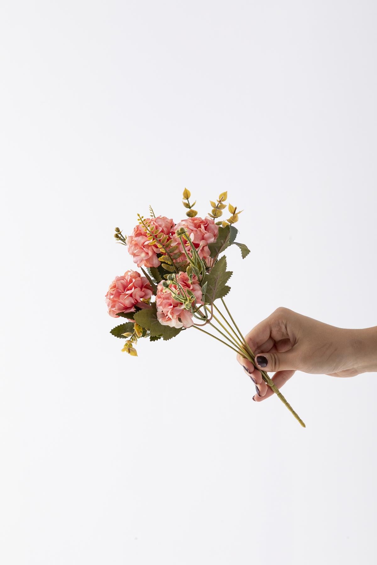 Yapay Ortanca Çiçeği 30 Cm 5 Dal Pembe