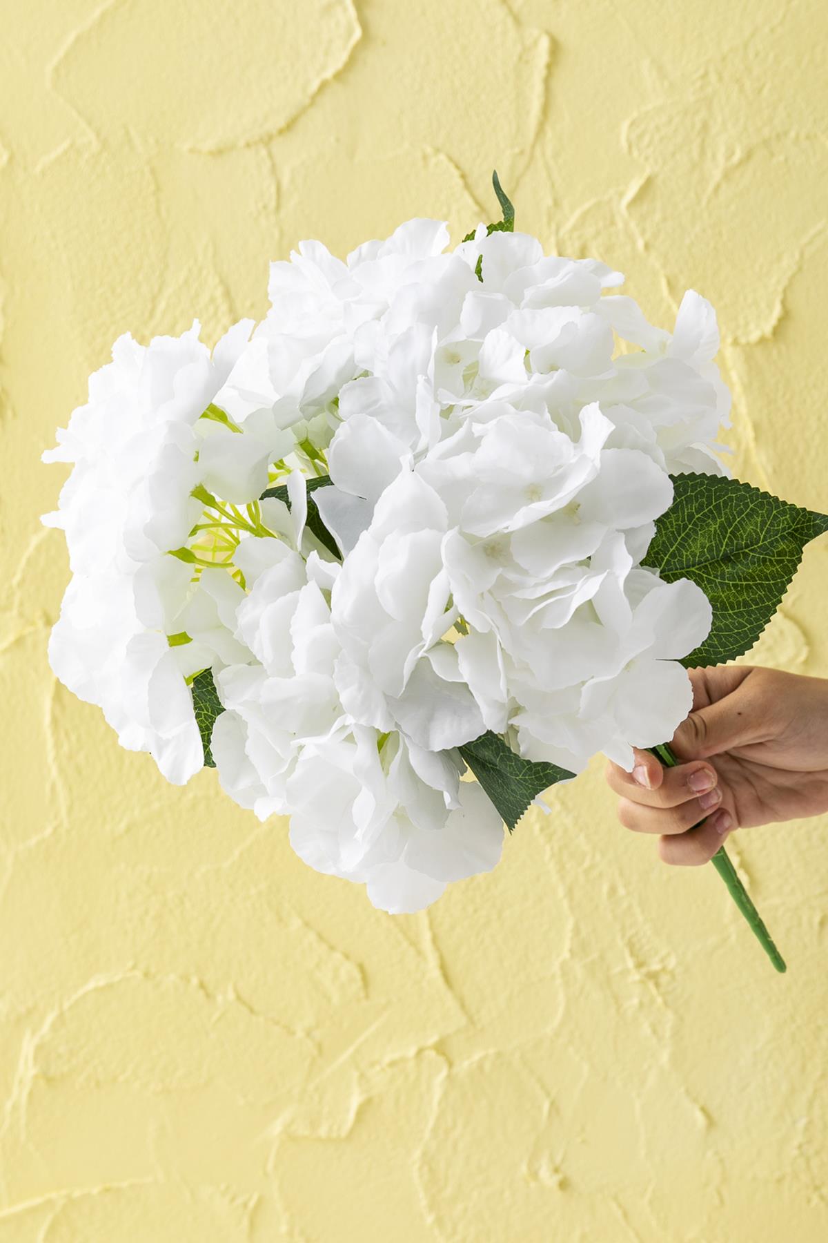 Yapay Ortanca Çiçeği 35 Cm 7 Dal Beyaz