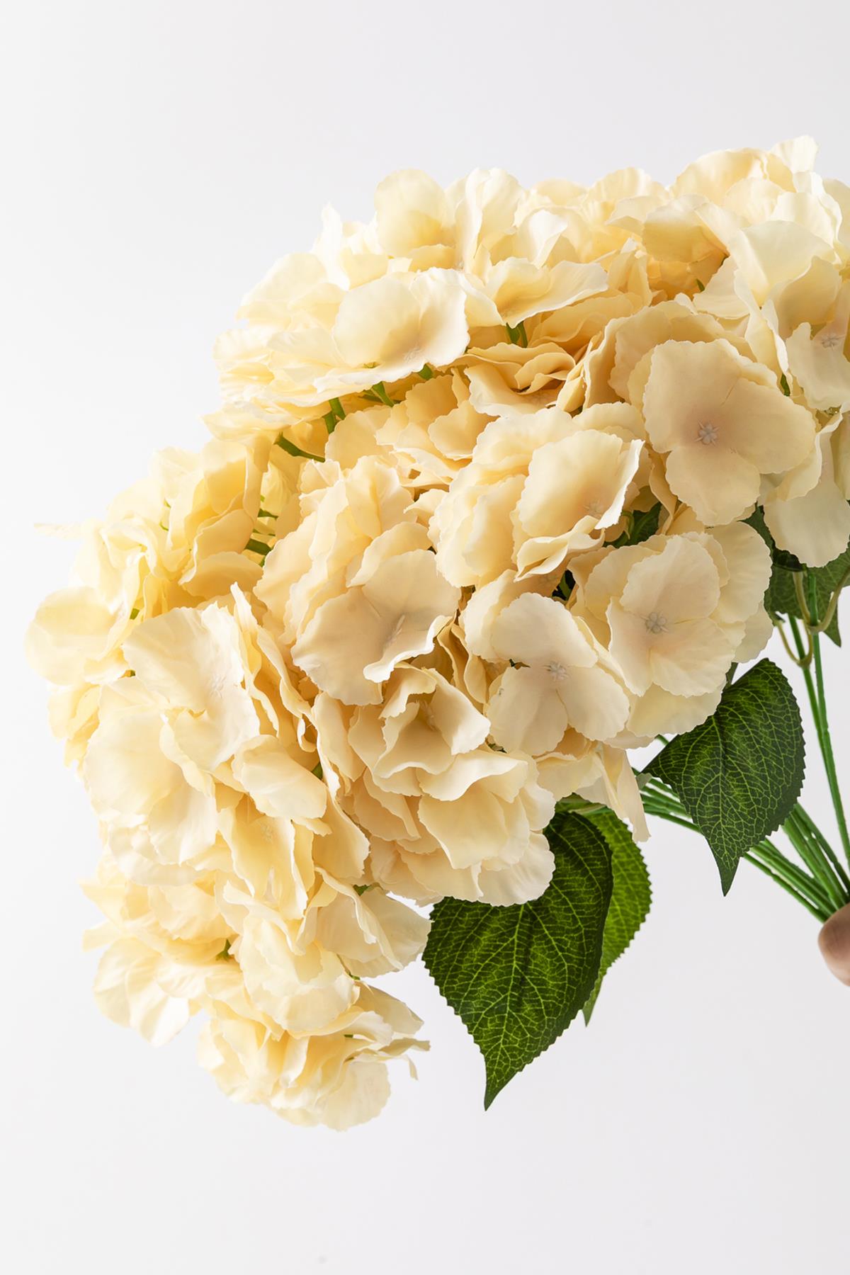 Yapay Ortanca Çiçeği Açık Somon 45 Cm 5 Dal