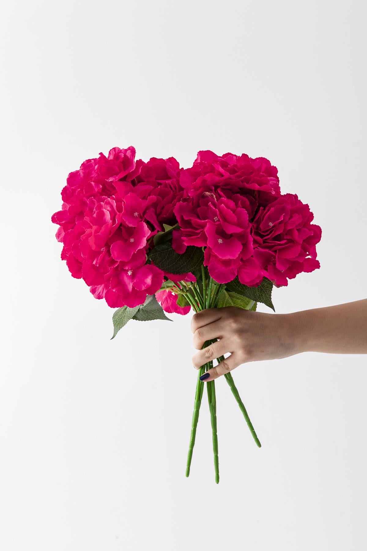 Yapay Ortanca Çiçeği Fuşya 45 Cm 5 Dal