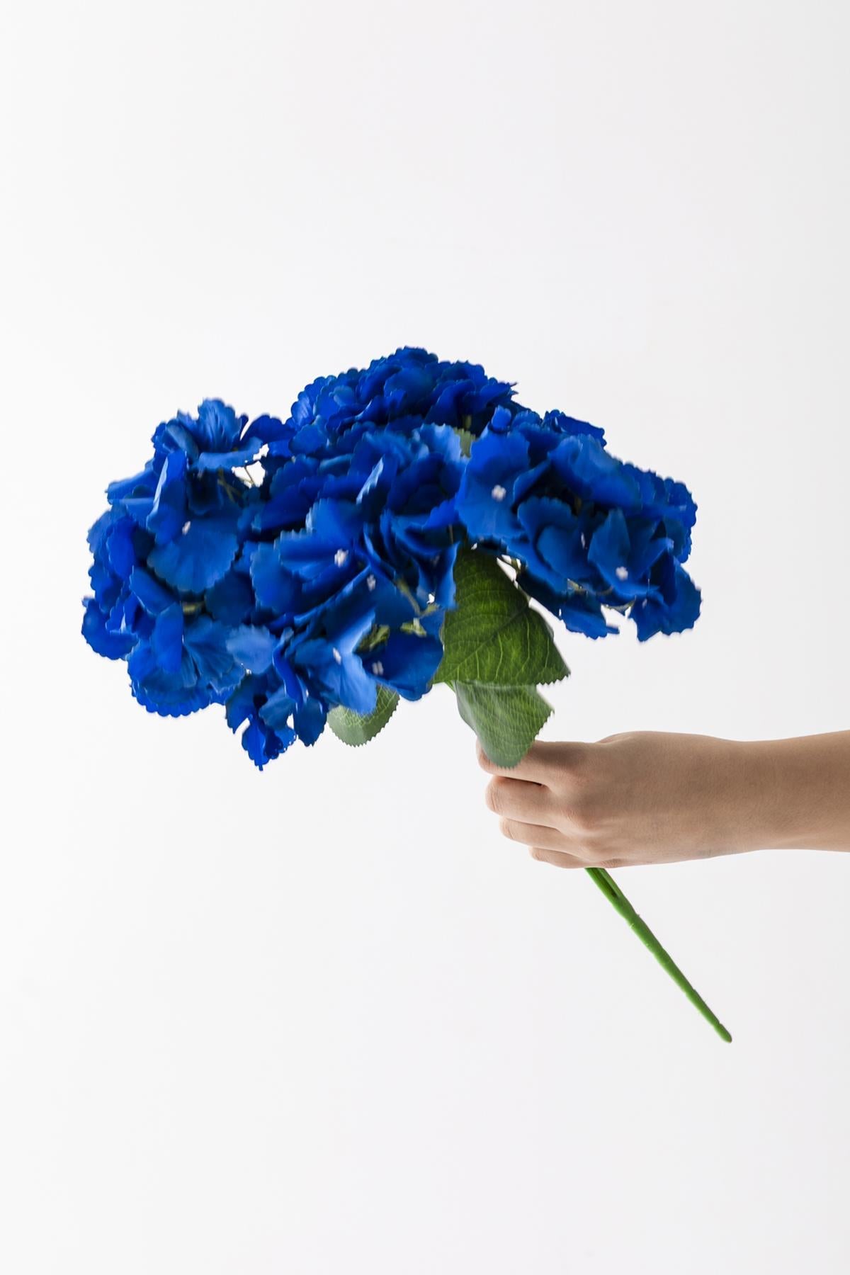 Yapay Ortanca Çiçeği Mavi 45 Cm 5 Dal