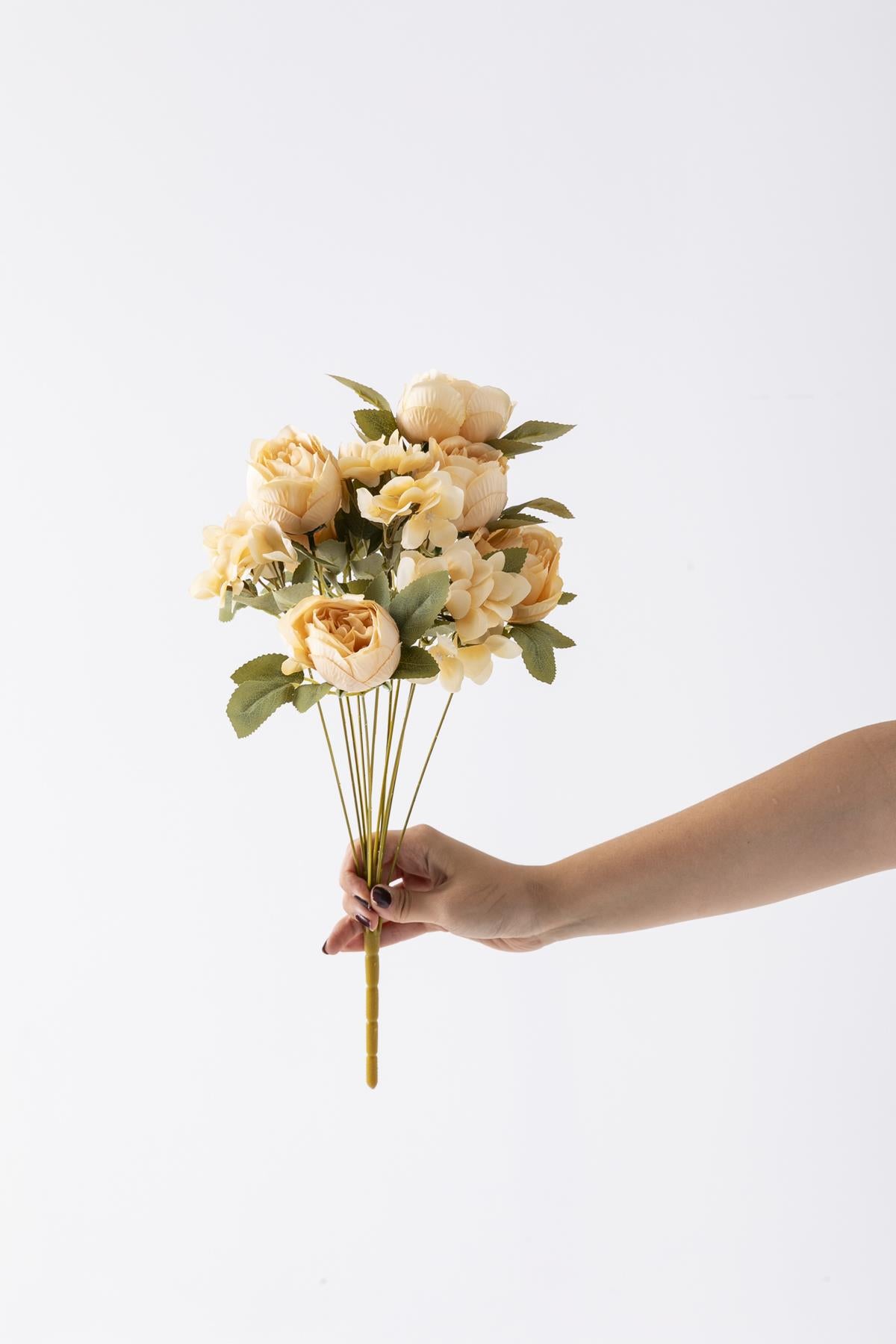 Yapay Ortancalı Şakayık Demeti Açık Somon 45 Cm 11 Dal