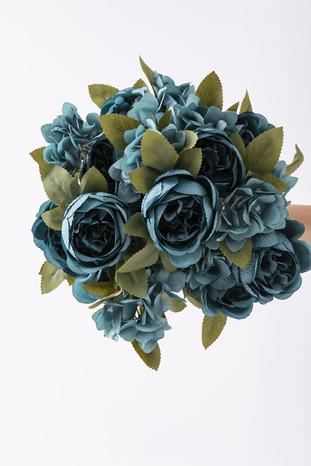 Yapay Ortancalı Şakayık Demeti Mavi 45 Cm 11 Dal