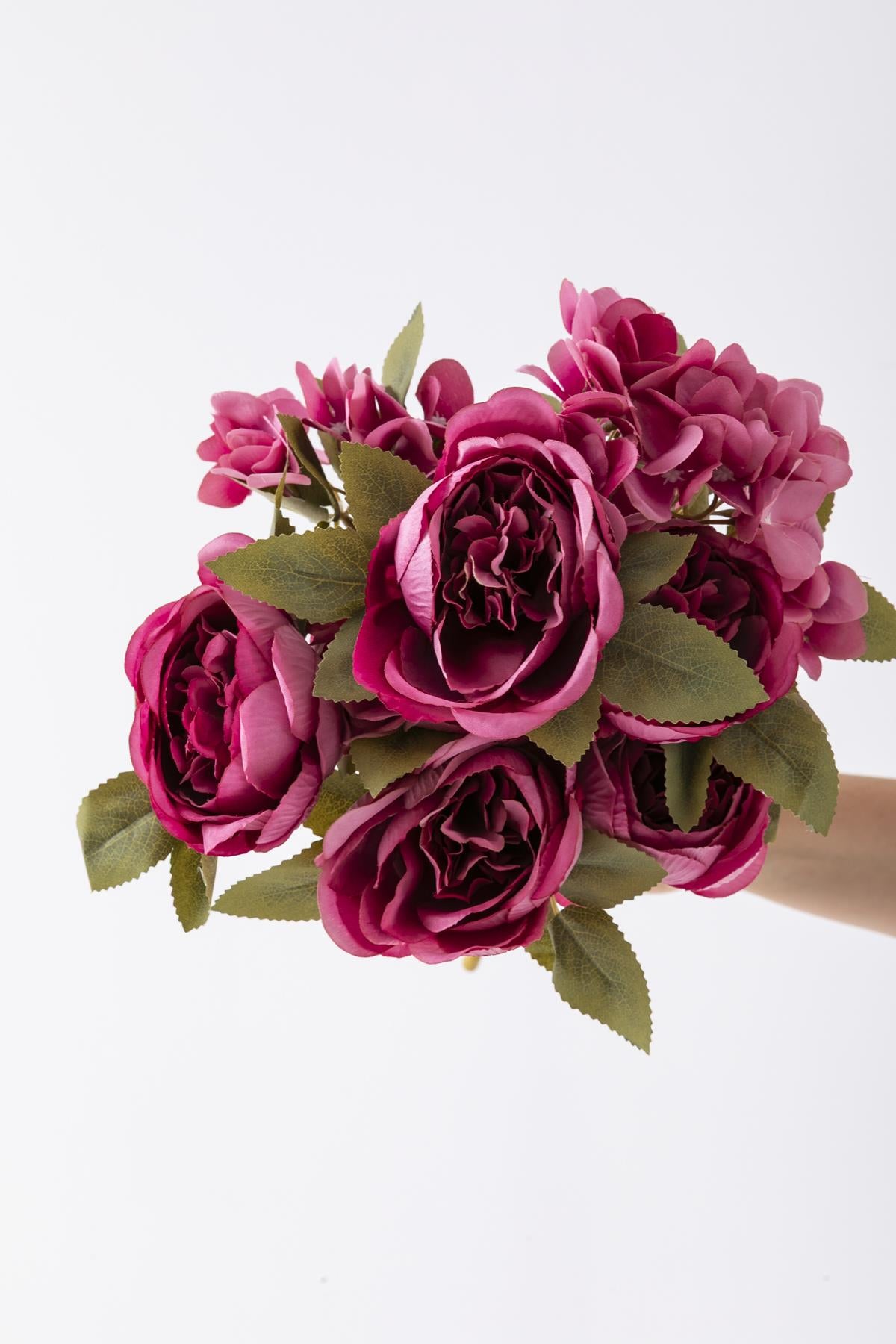 Yapay Ortancalı Şakayık Demeti Pembe 45 Cm 11 Dal