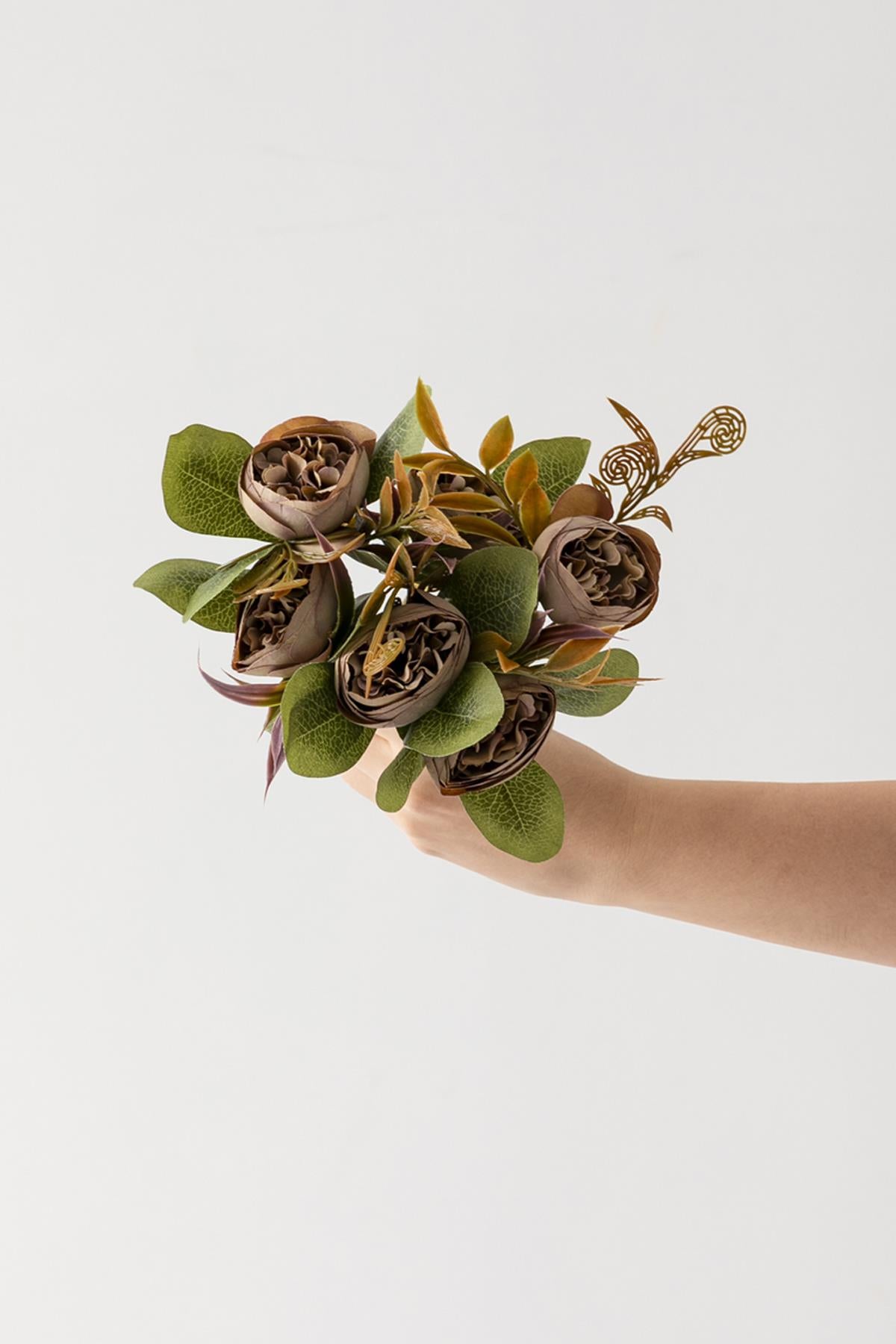 Yapay Şakayık Demeti 30 Cm 6 Dal Kahverengi